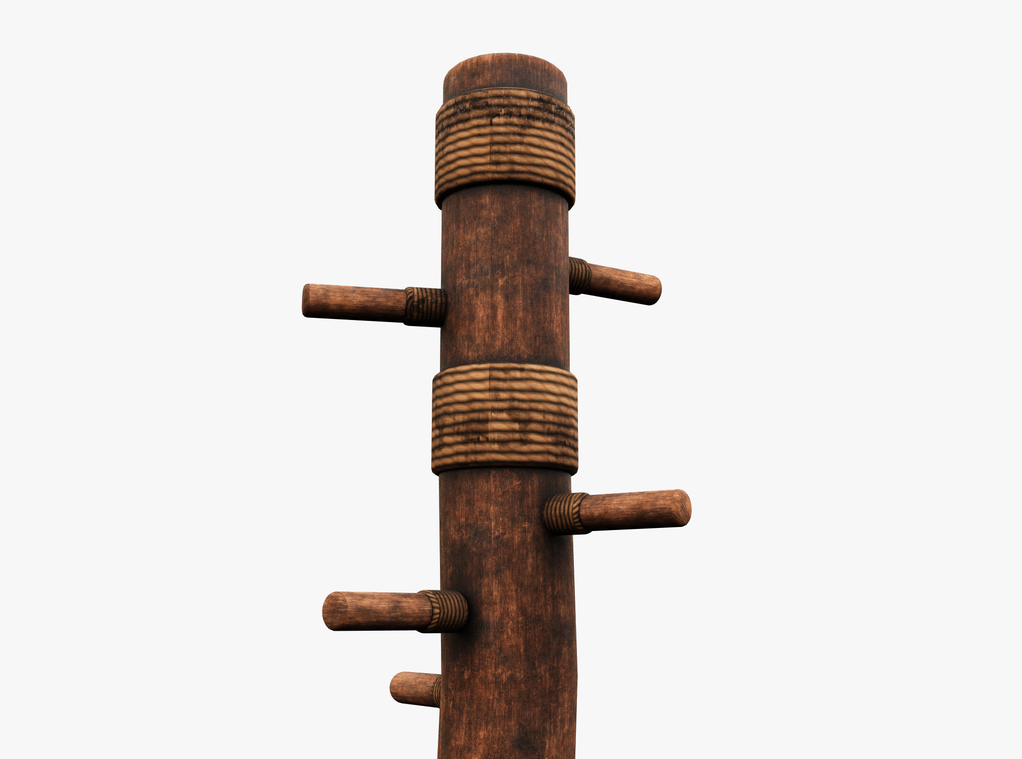 wooden practice dummy Low-poly 3D model_2