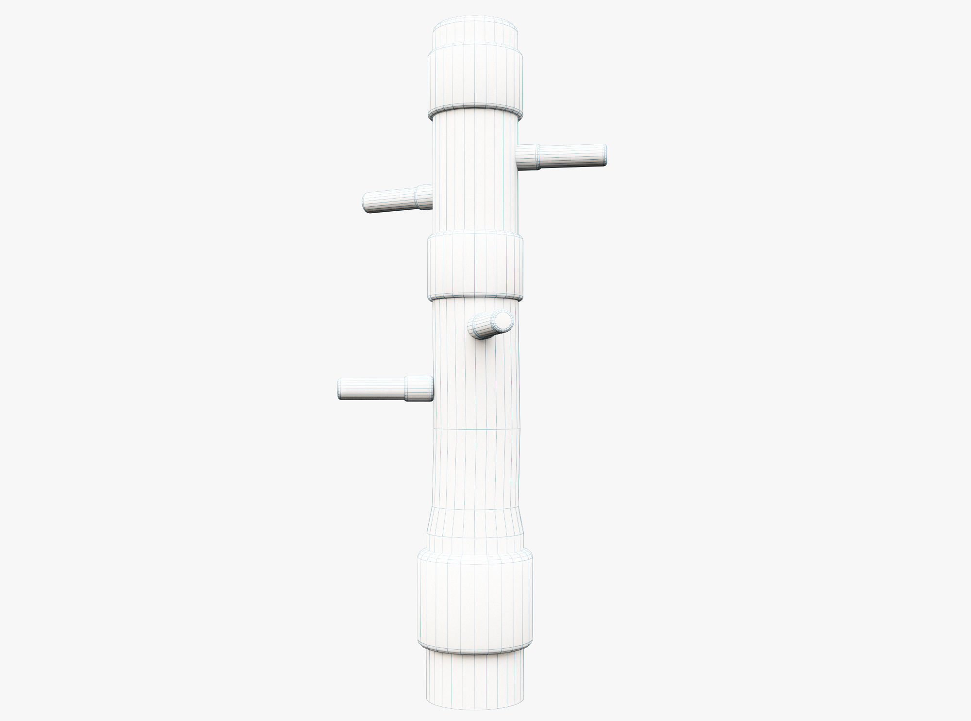 wooden practice dummy Low-poly 3D model_3