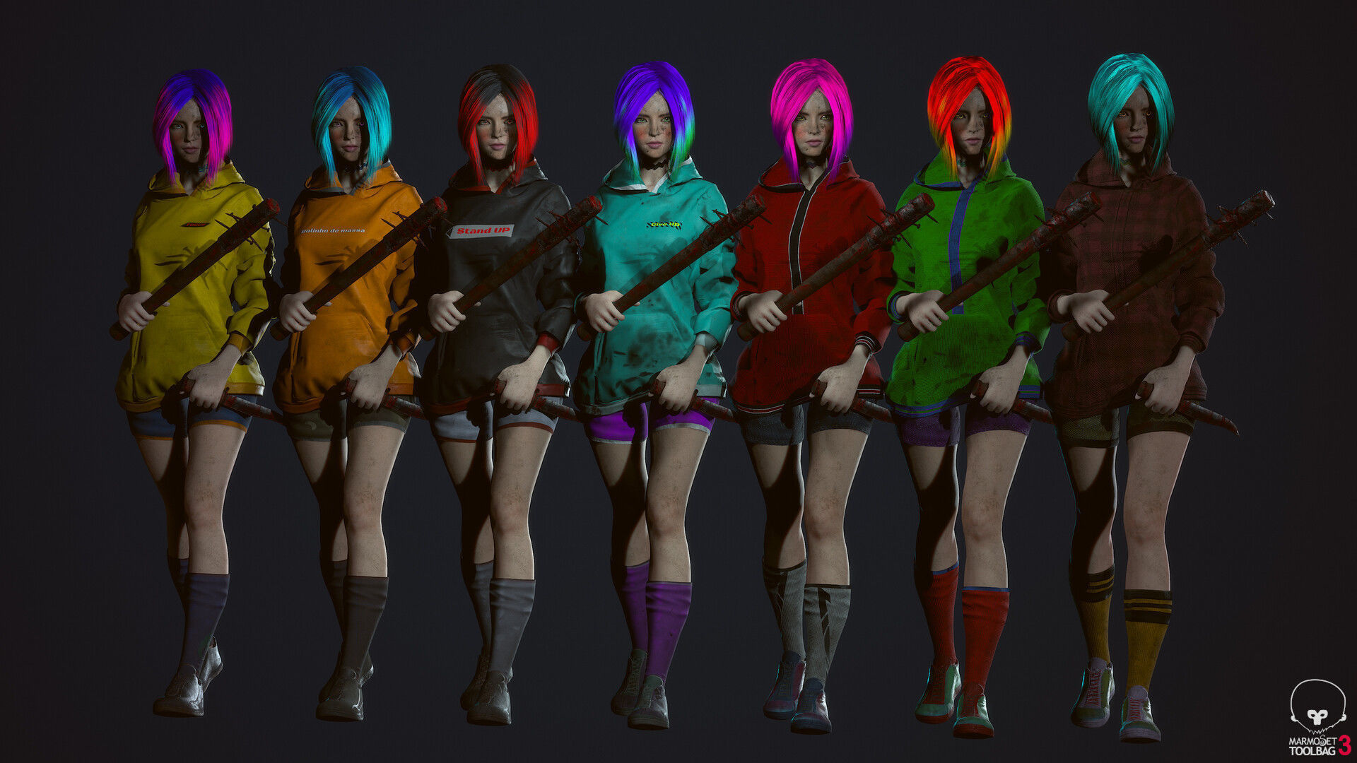 Survivor Girl 3 Low-poly 3D model_3