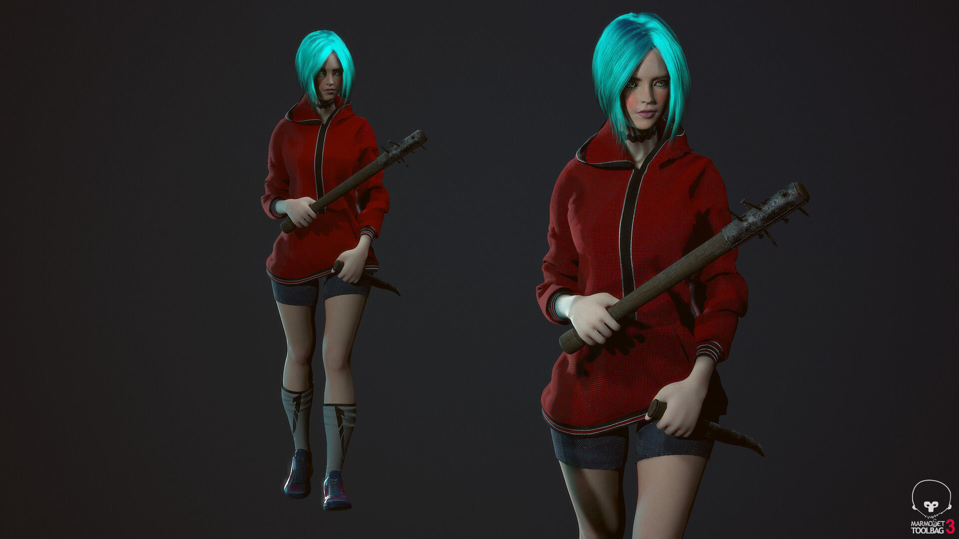 Survivor Girl 3 Low-poly 3D model_5