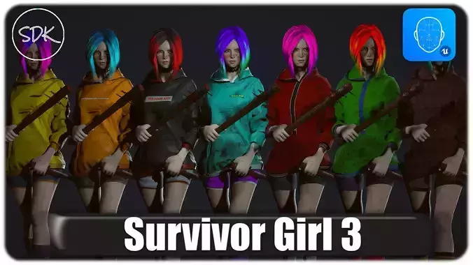 Survivor Girl 3 Low-poly 3D model