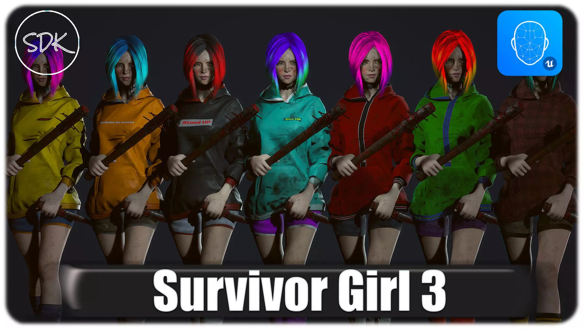 Survivor Girl 3 Low-poly 3D model_0