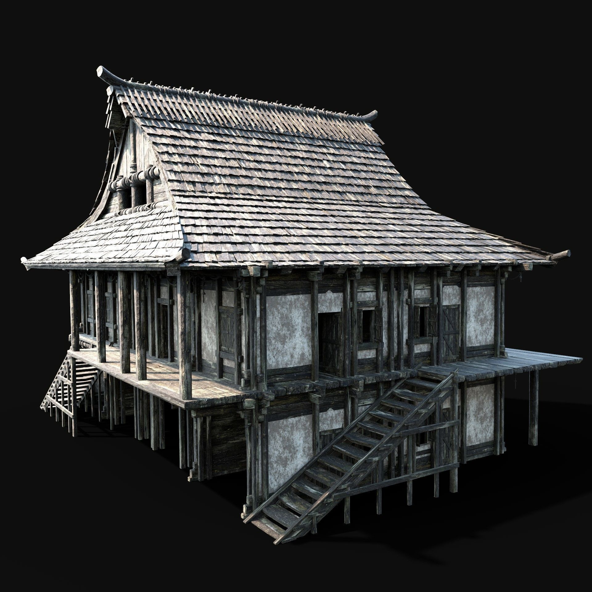 JAPAN CHINESE FEUDAL HOUSE DOJO HUT SAMURAI NINJA COLLECTION AAA _14
