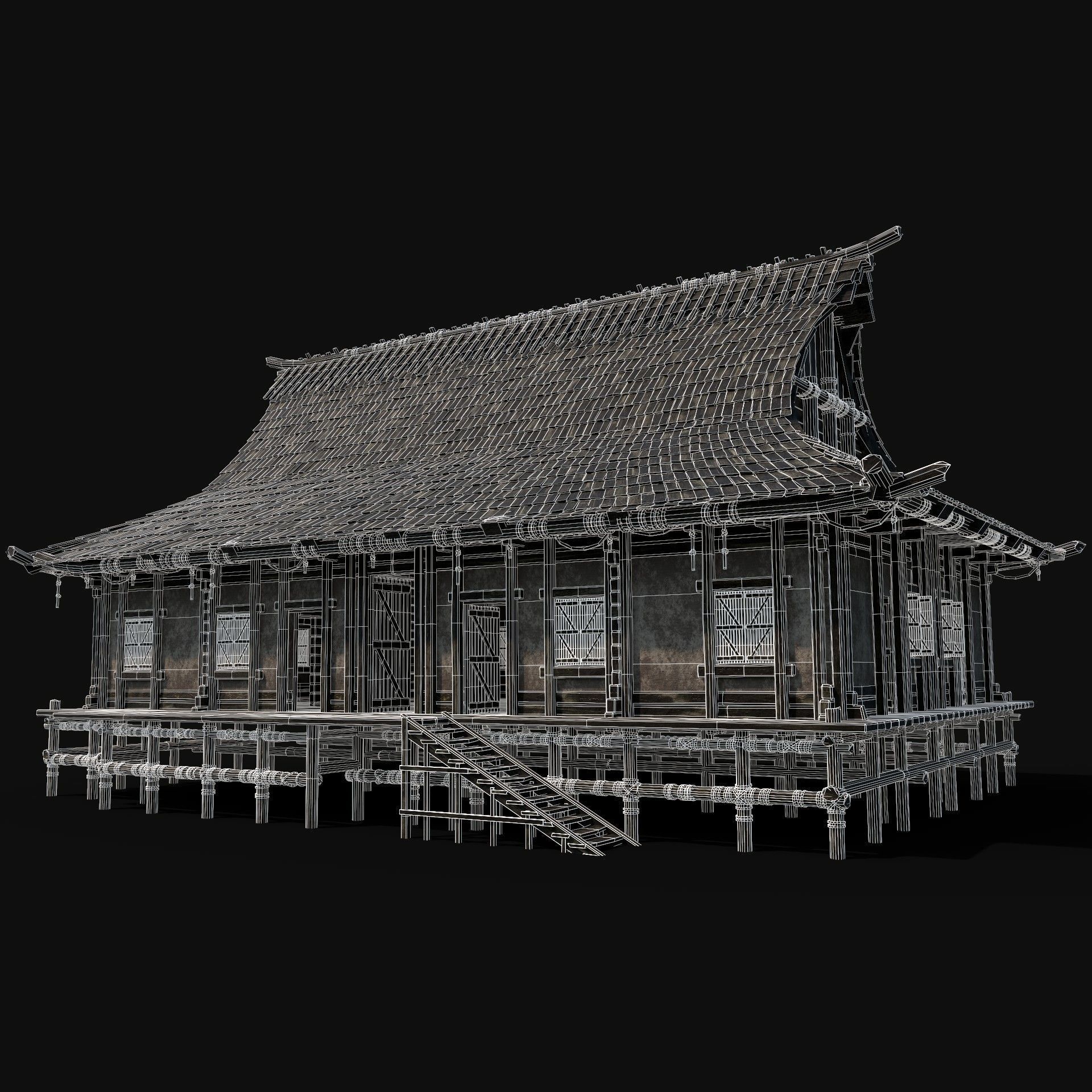 JAPAN CHINESE FEUDAL HOUSE DOJO HUT SAMURAI NINJA COLLECTION AAA _11