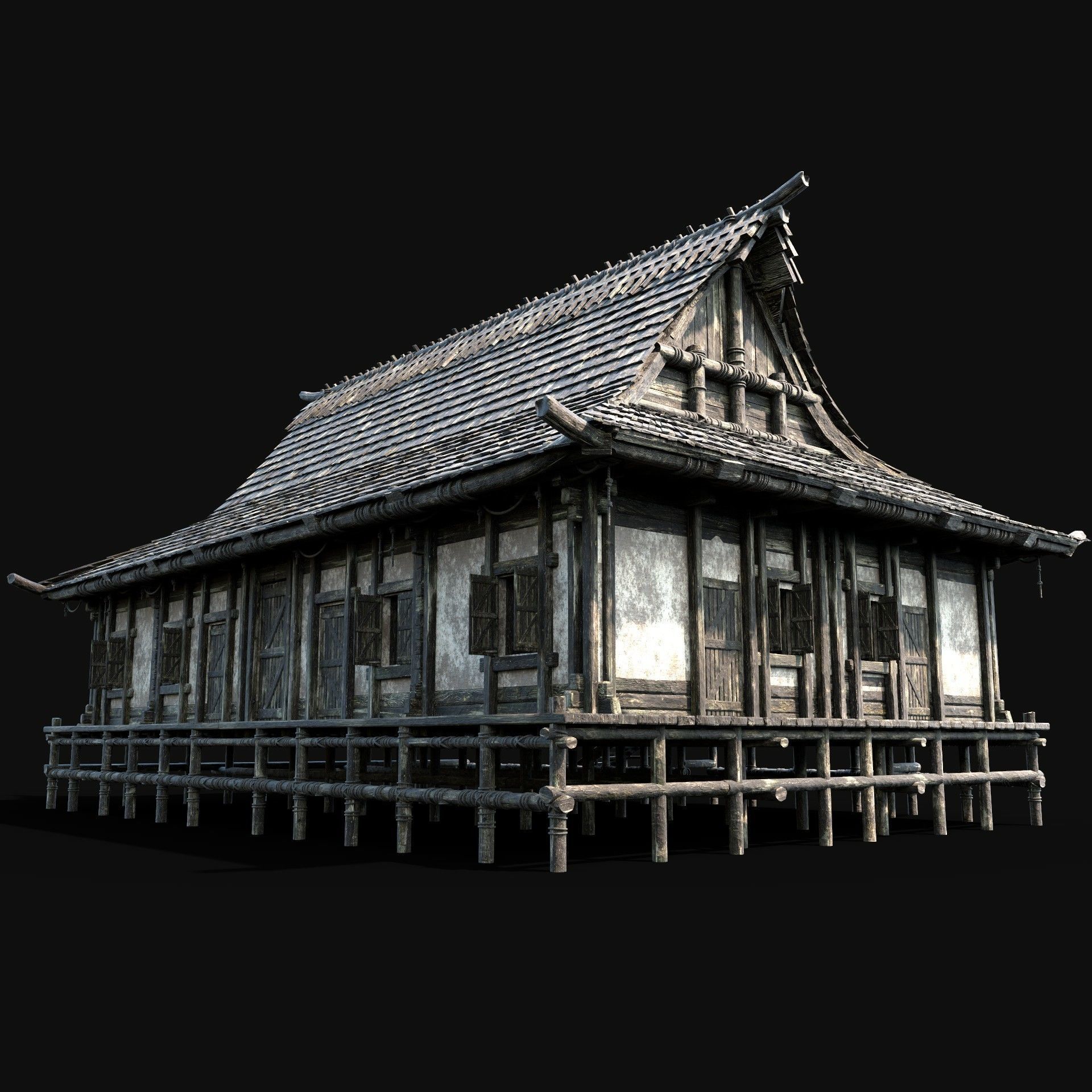 JAPAN CHINESE FEUDAL HOUSE DOJO HUT SAMURAI NINJA COLLECTION AAA _6