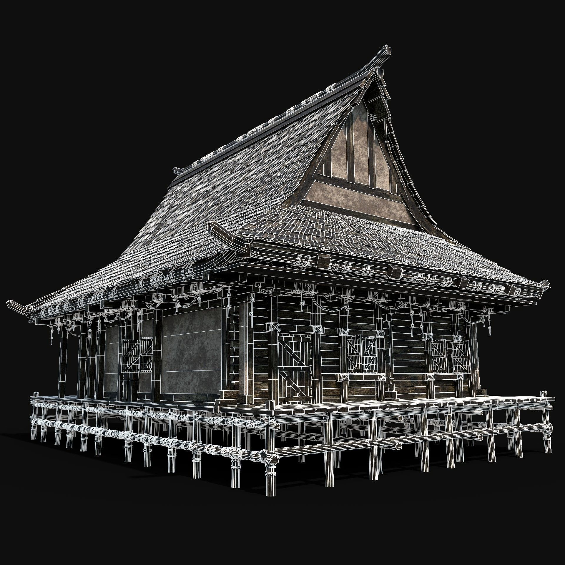 JAPAN CHINESE FEUDAL HOUSE DOJO HUT SAMURAI NINJA COLLECTION AAA _46