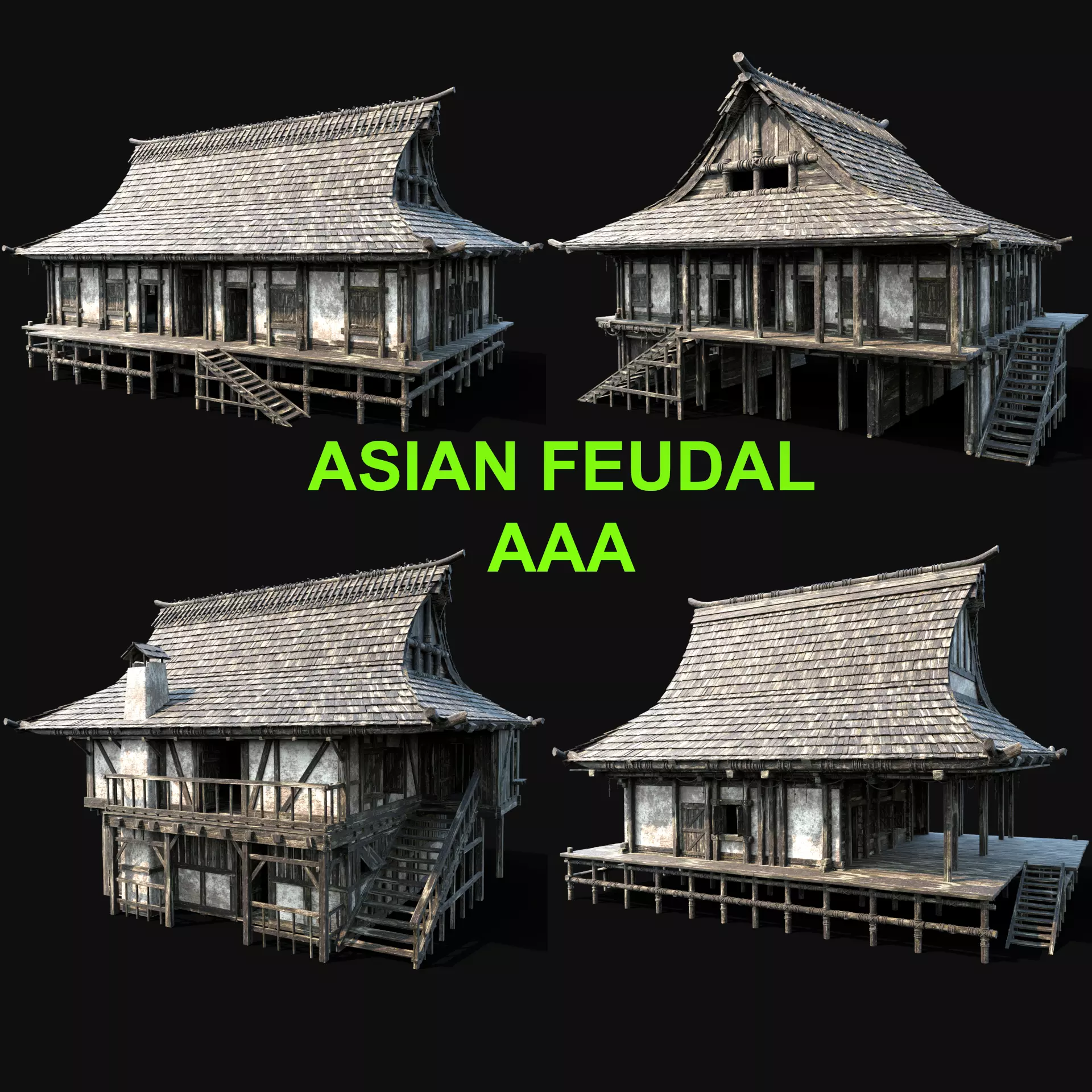 JAPAN CHINESE FEUDAL HOUSE DOJO HUT SAMURAI NINJA COLLECTION AAA _0