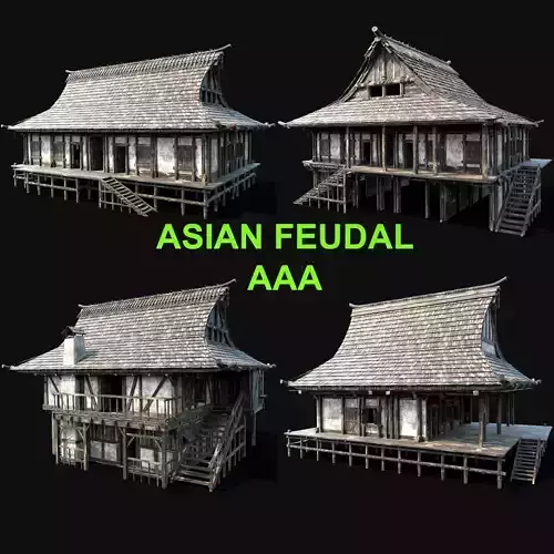 JAPAN CHINESE FEUDAL HOUSE DOJO HUT SAMURAI NINJA COLLECTION AAA 