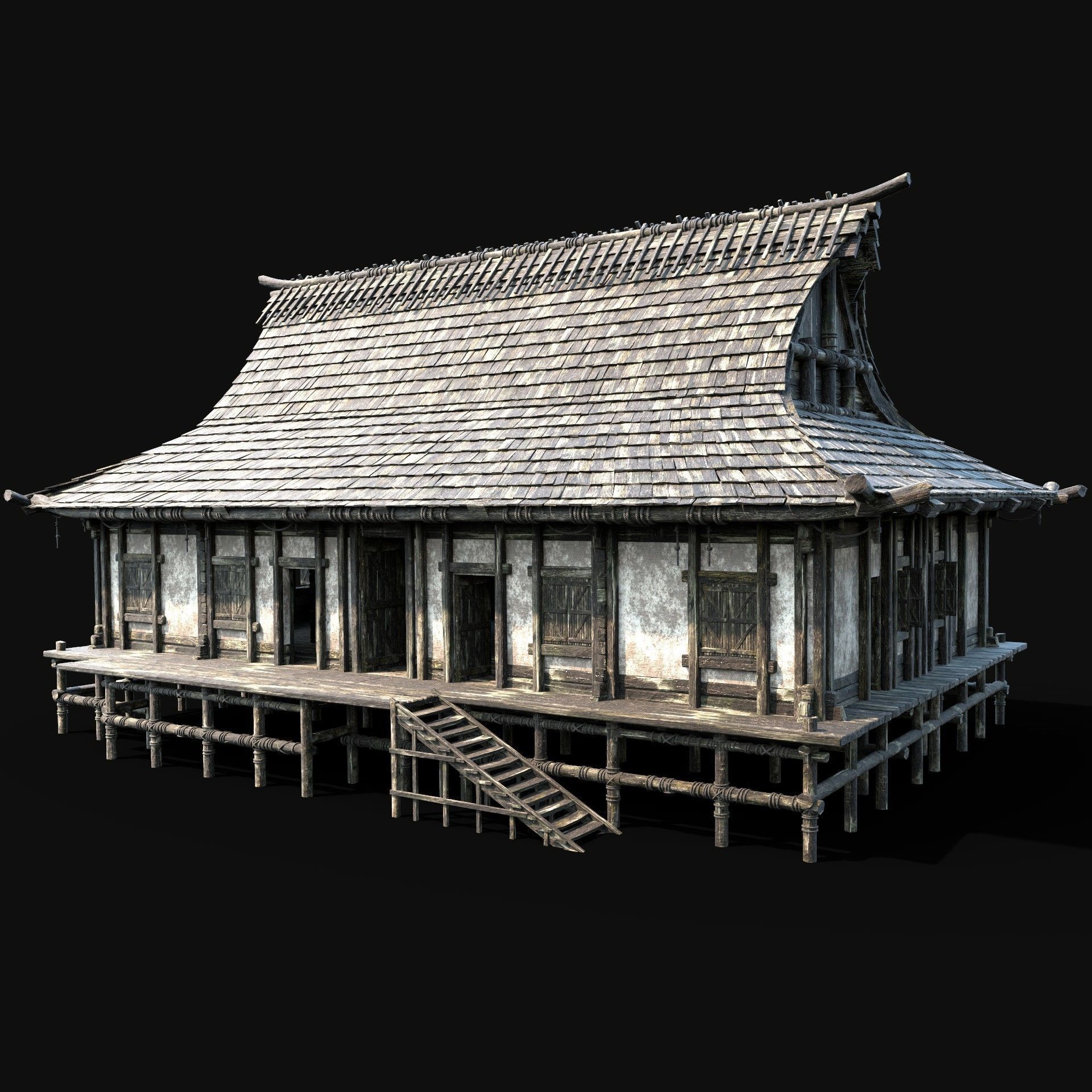 JAPAN CHINESE FEUDAL HOUSE DOJO HUT SAMURAI NINJA COLLECTION AAA _2