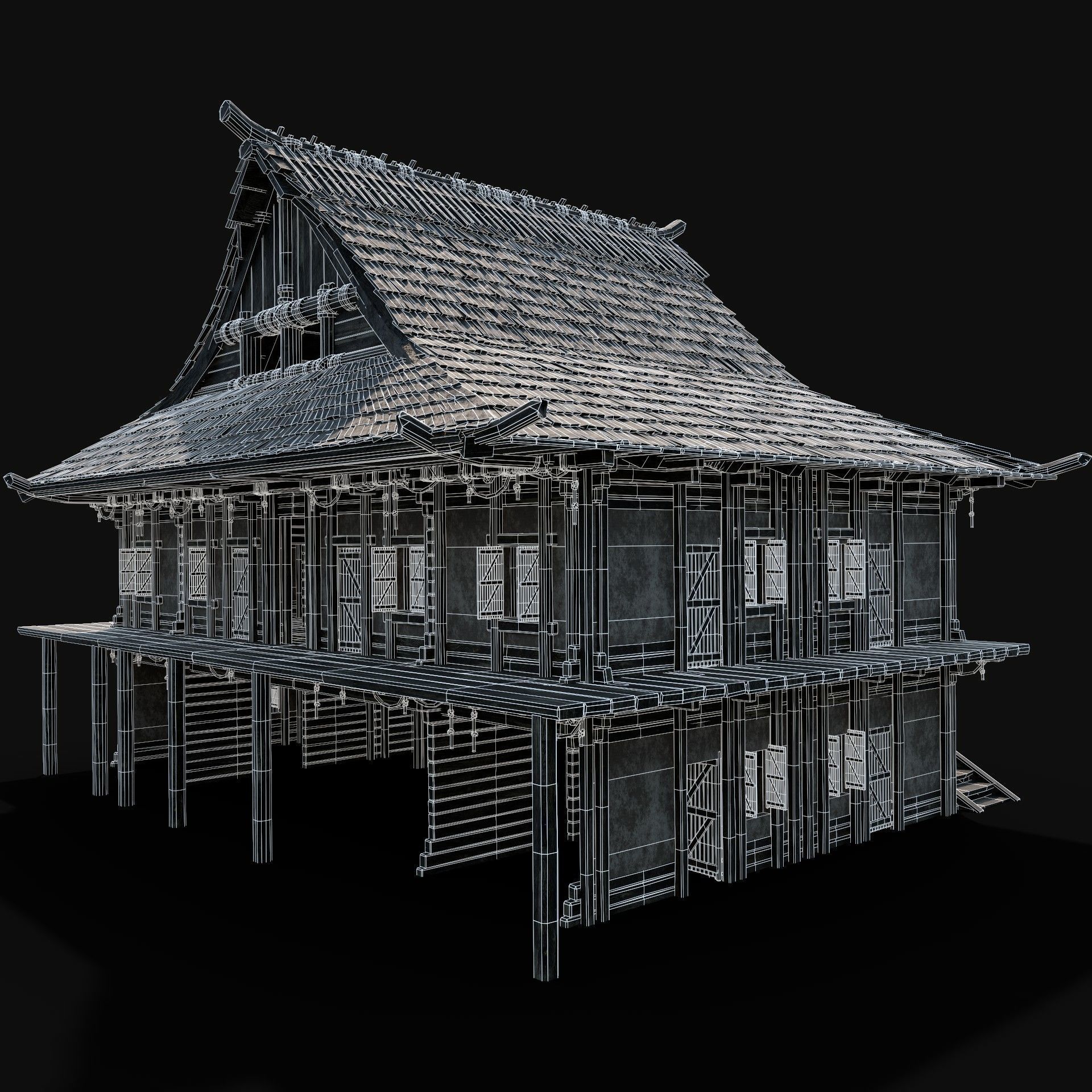 JAPAN CHINESE FEUDAL HOUSE DOJO HUT SAMURAI NINJA COLLECTION AAA _23