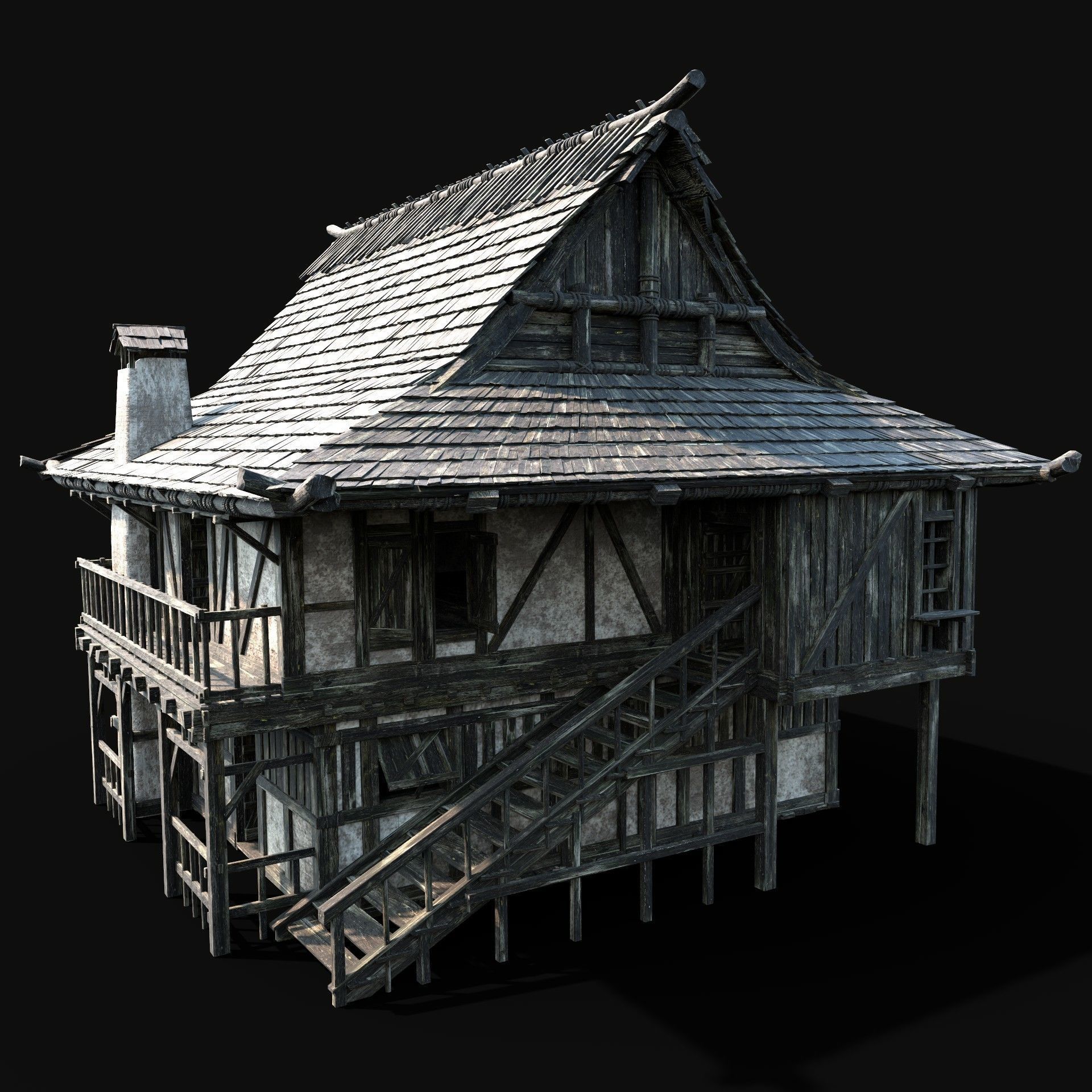 JAPAN CHINESE FEUDAL HOUSE DOJO HUT SAMURAI NINJA COLLECTION AAA _25