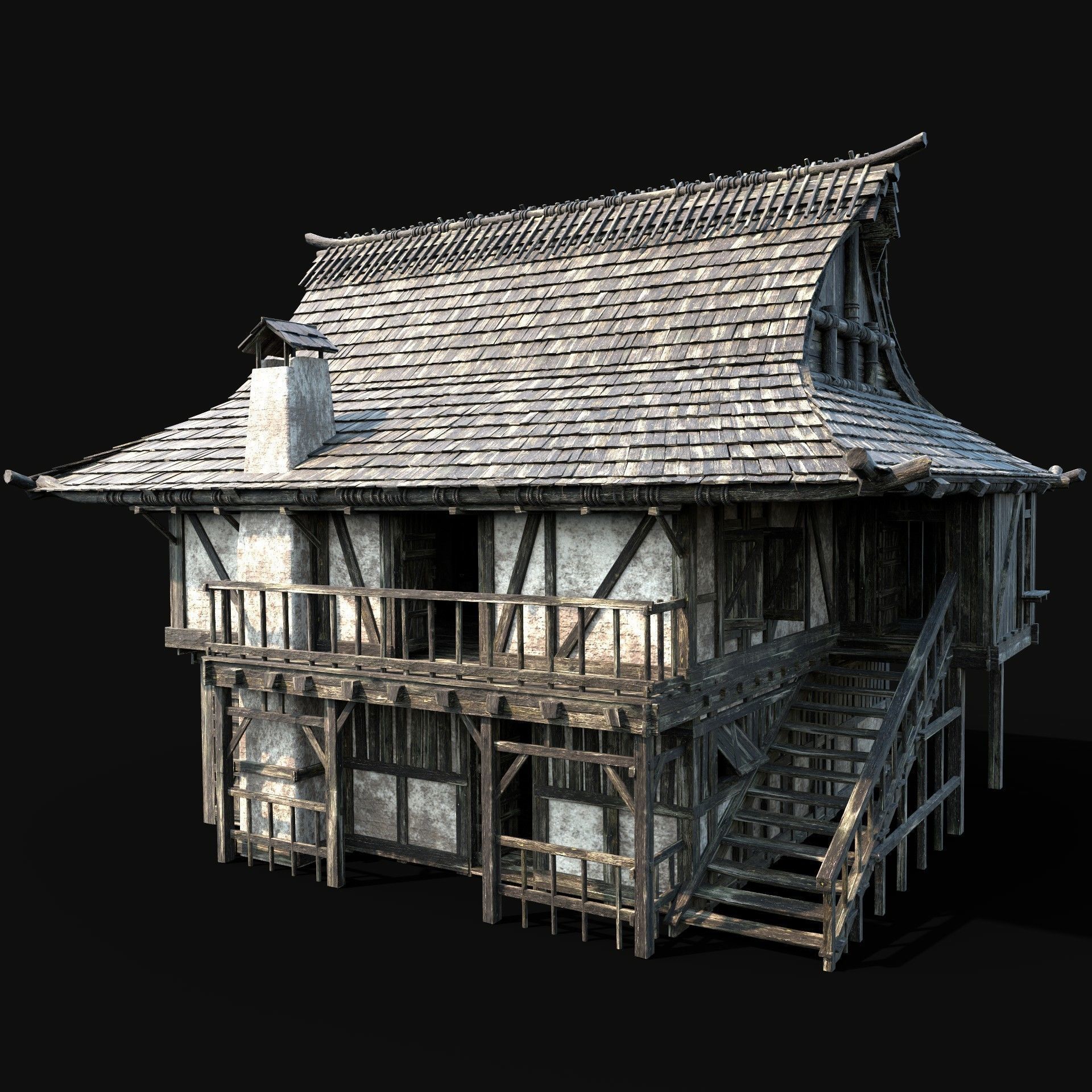 JAPAN CHINESE FEUDAL HOUSE DOJO HUT SAMURAI NINJA COLLECTION AAA _24
