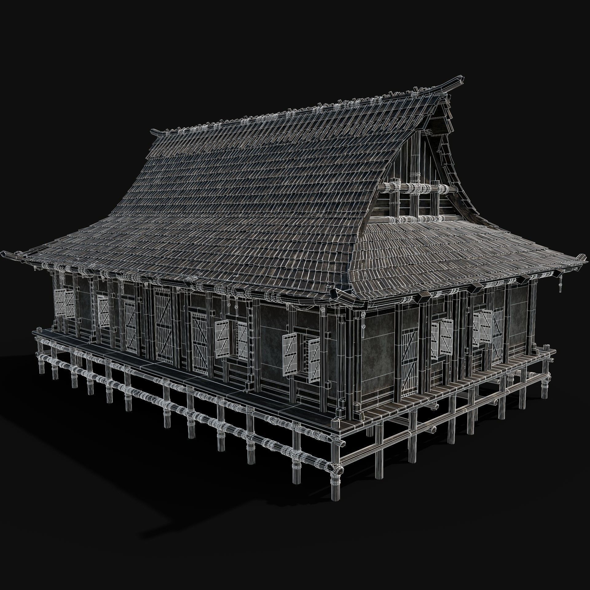 JAPAN CHINESE FEUDAL HOUSE DOJO HUT SAMURAI NINJA COLLECTION AAA _12
