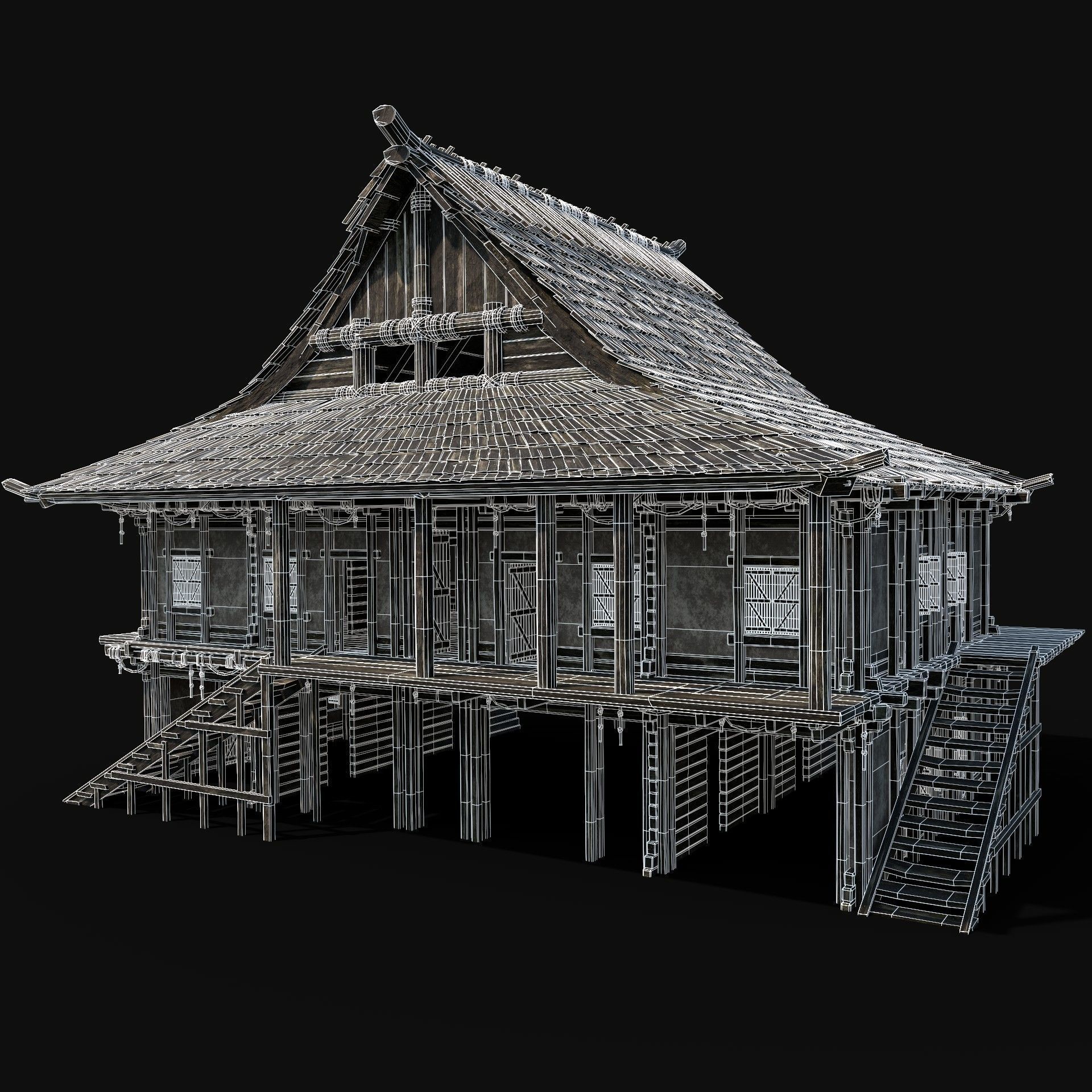JAPAN CHINESE FEUDAL HOUSE DOJO HUT SAMURAI NINJA COLLECTION AAA _22