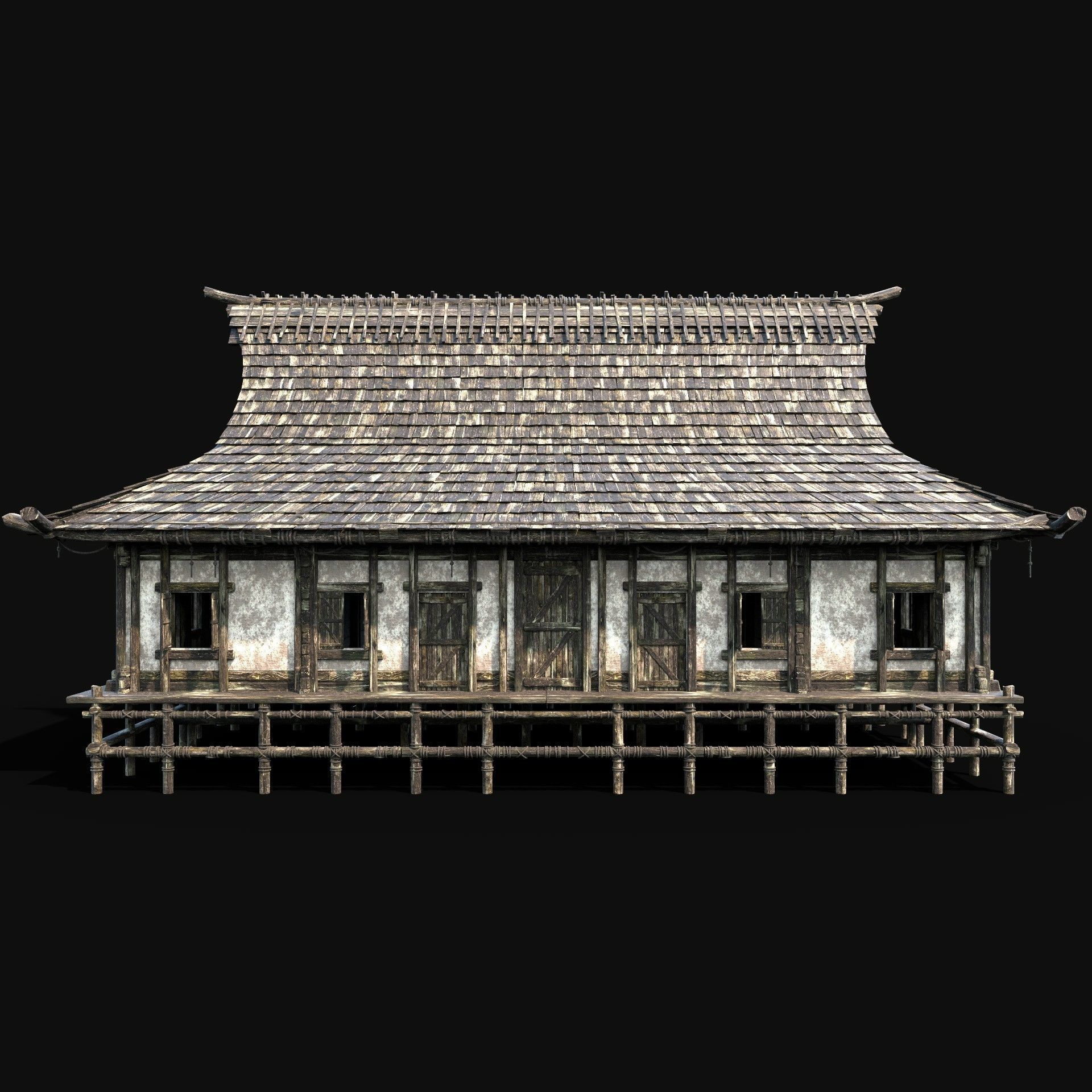 JAPAN CHINESE FEUDAL HOUSE DOJO HUT SAMURAI NINJA COLLECTION AAA _5