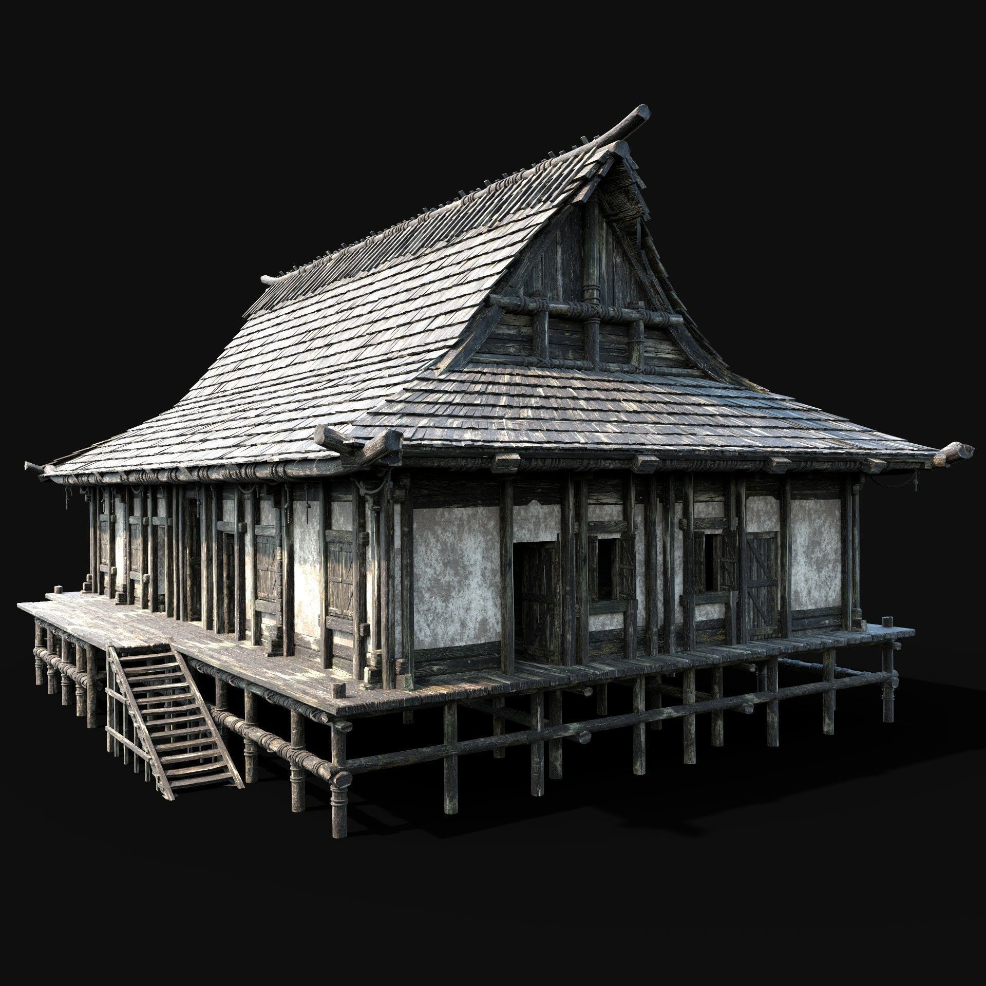 JAPAN CHINESE FEUDAL HOUSE DOJO HUT SAMURAI NINJA COLLECTION AAA _3