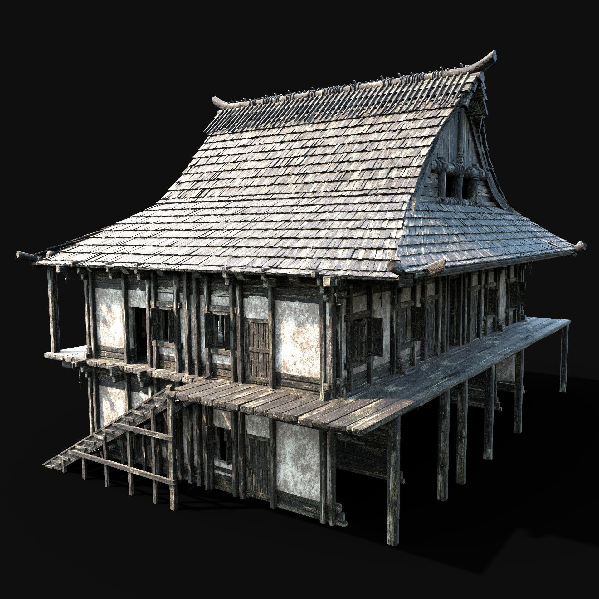 JAPAN CHINESE FEUDAL HOUSE DOJO HUT SAMURAI NINJA COLLECTION AAA _15