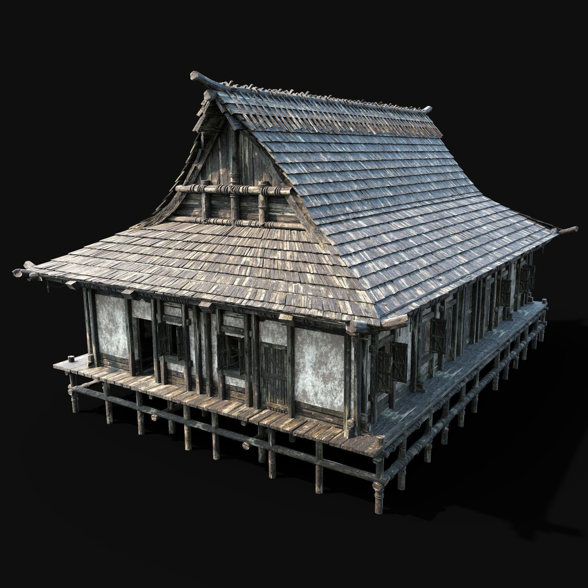 JAPAN CHINESE FEUDAL HOUSE DOJO HUT SAMURAI NINJA COLLECTION AAA _4