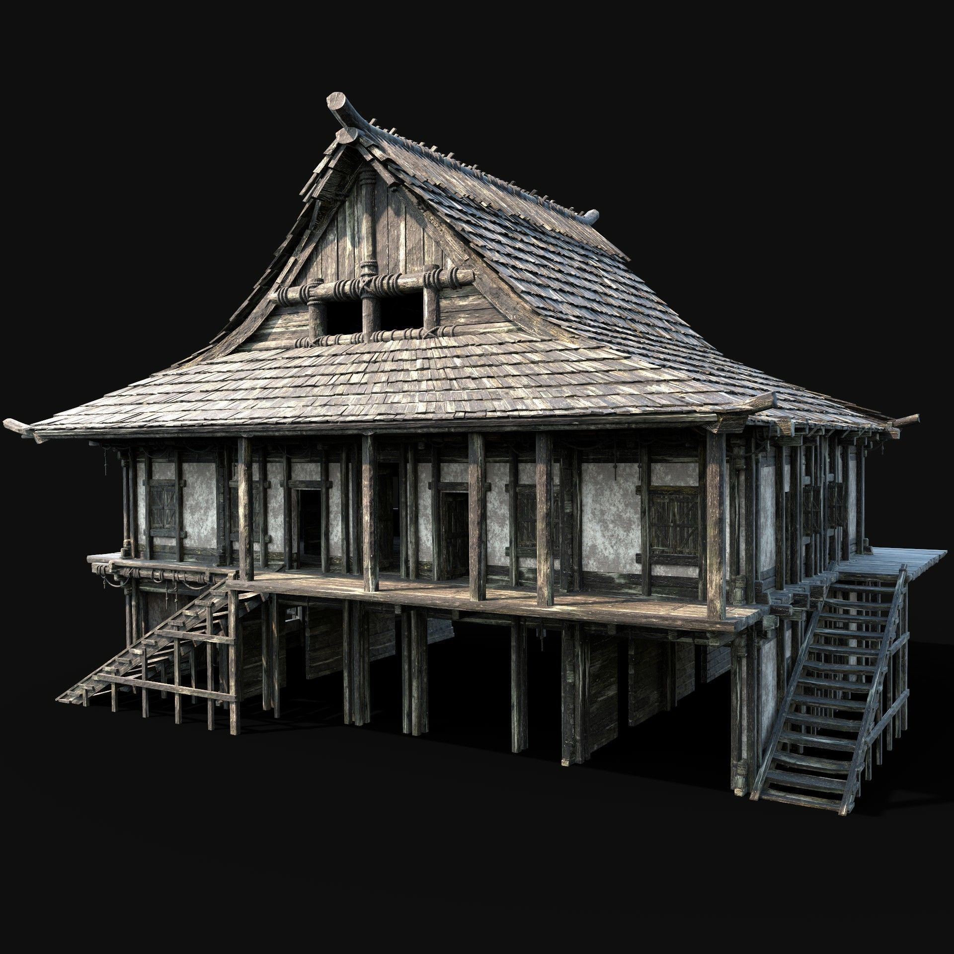 JAPAN CHINESE FEUDAL HOUSE DOJO HUT SAMURAI NINJA COLLECTION AAA _13