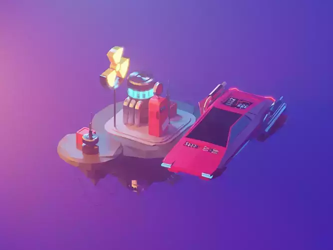Cartoon Plutonium Station scene 3D model