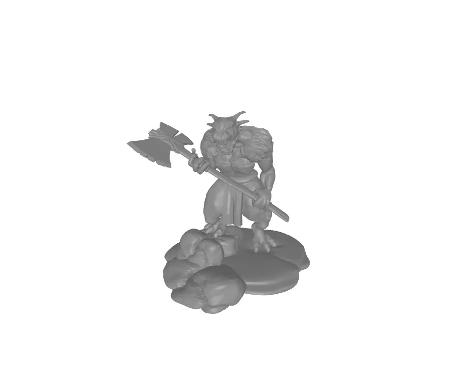 dragon with ax 3D print model_0