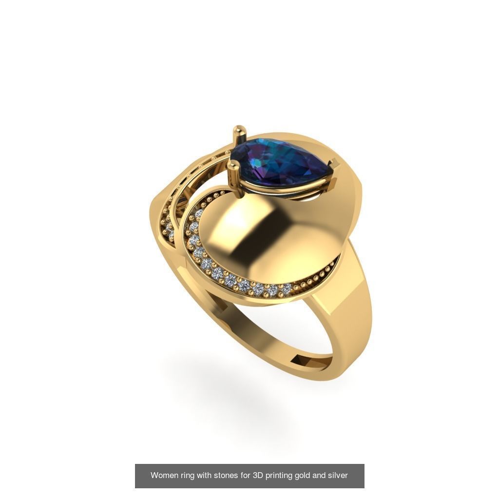 Women ring 30 piece collection with stones 3DM _9