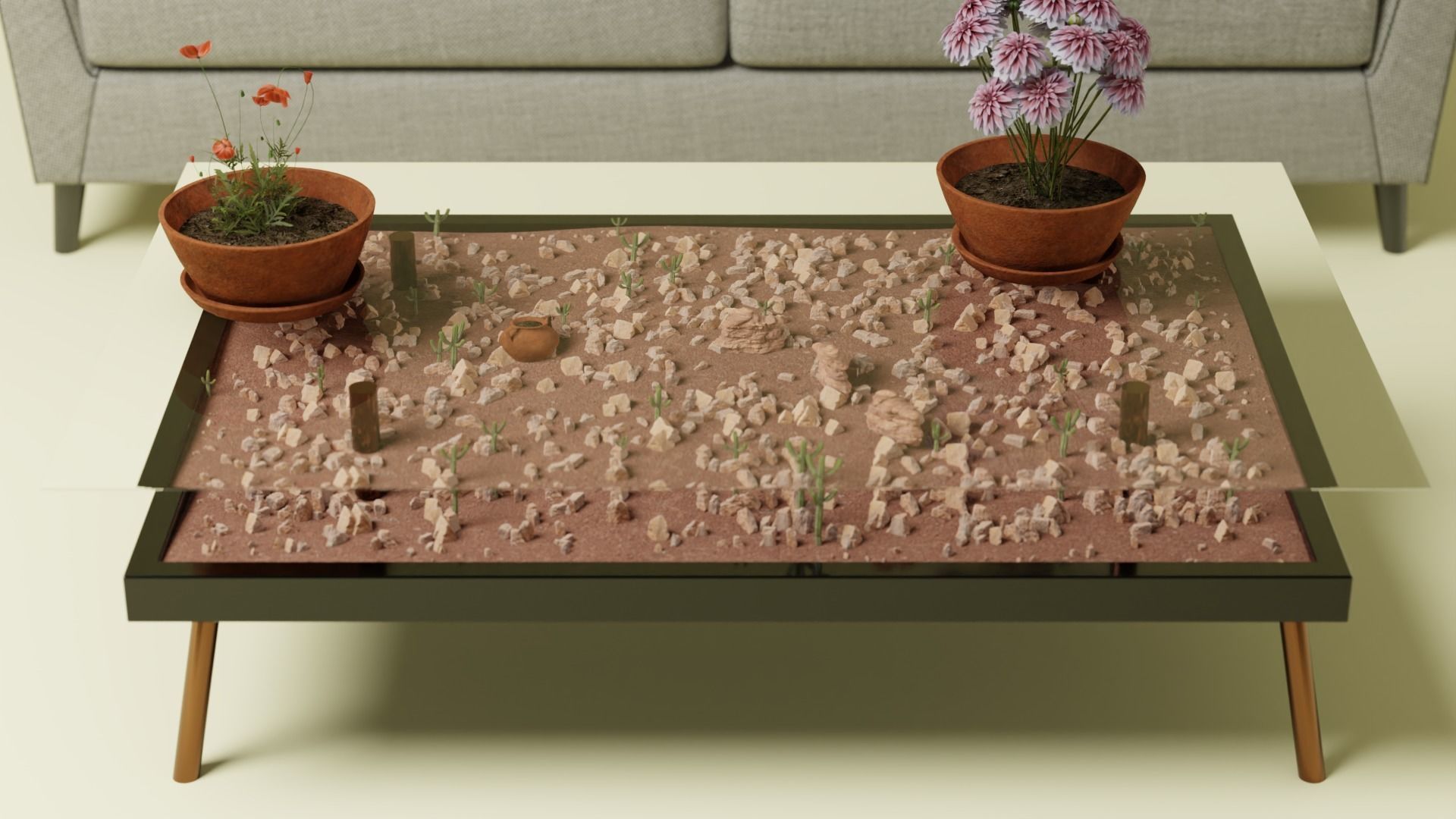 Plant Table Low-poly 3D model_1