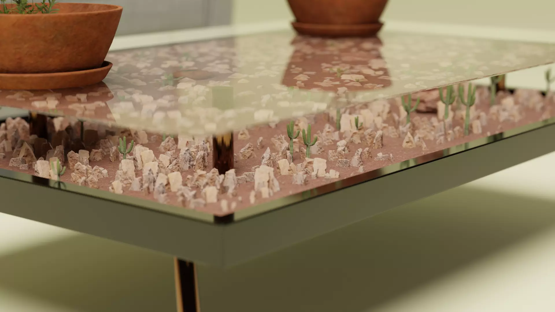 Plant Table Low-poly 3D model_0