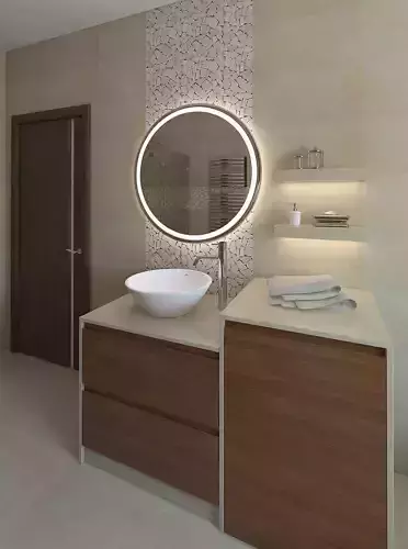 Bathroom with a beautiful mosaic wall