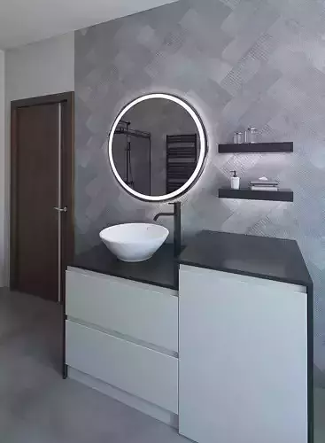 Cozy bathroom with decorative tiles