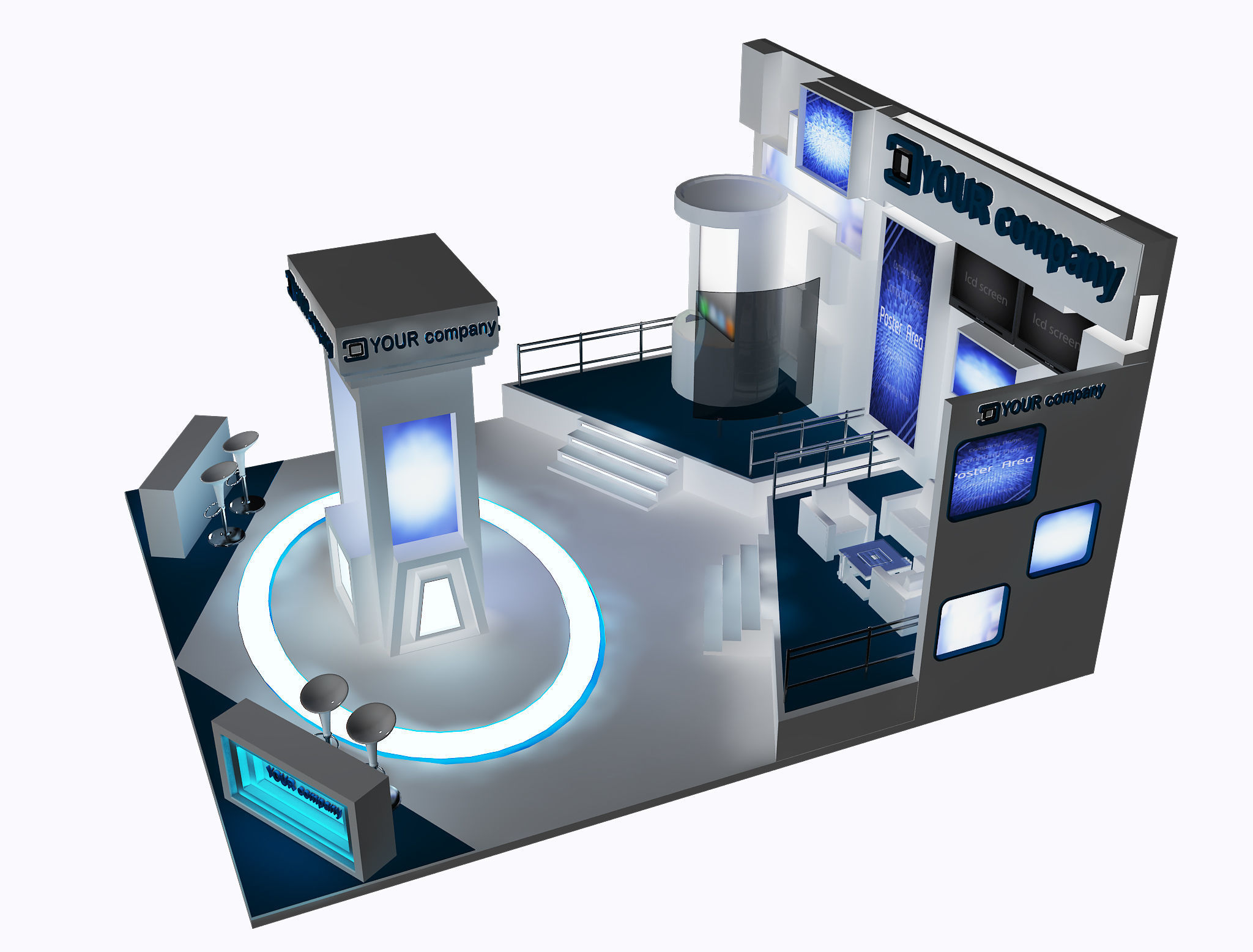 Booth Exhibition Stand a34 3D model_5