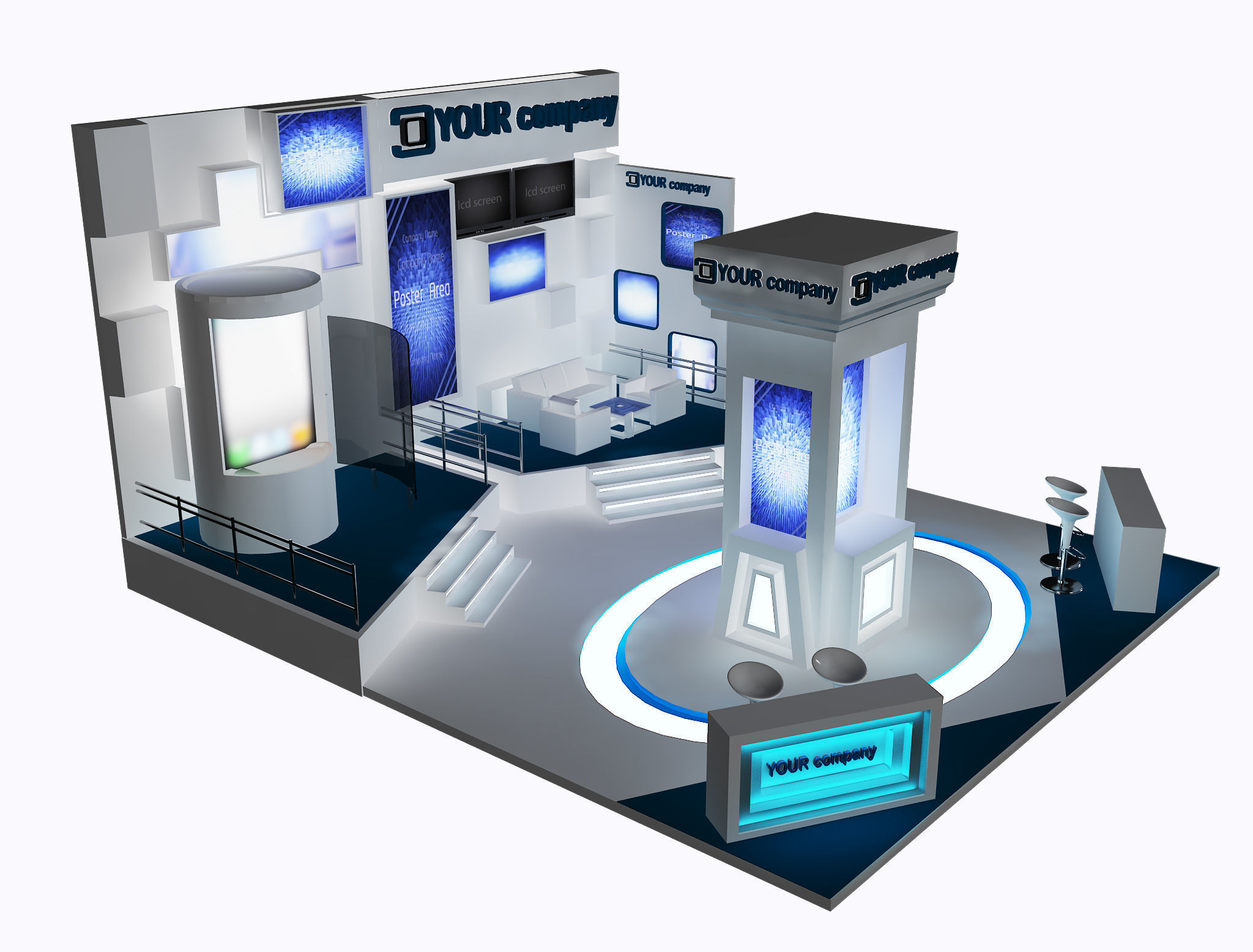 Booth Exhibition Stand a34 3D model_2