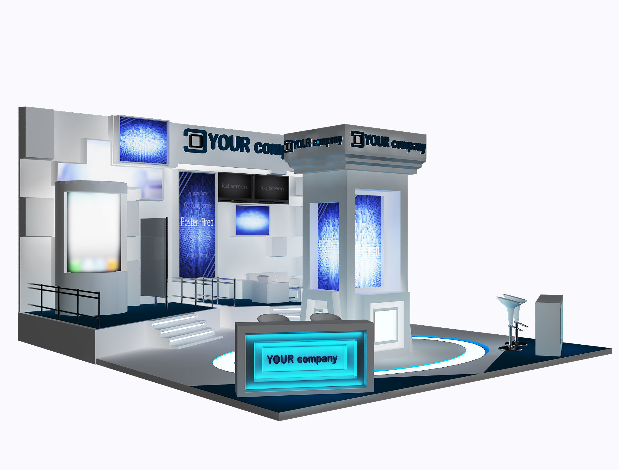 Booth Exhibition Stand a34 3D model_3