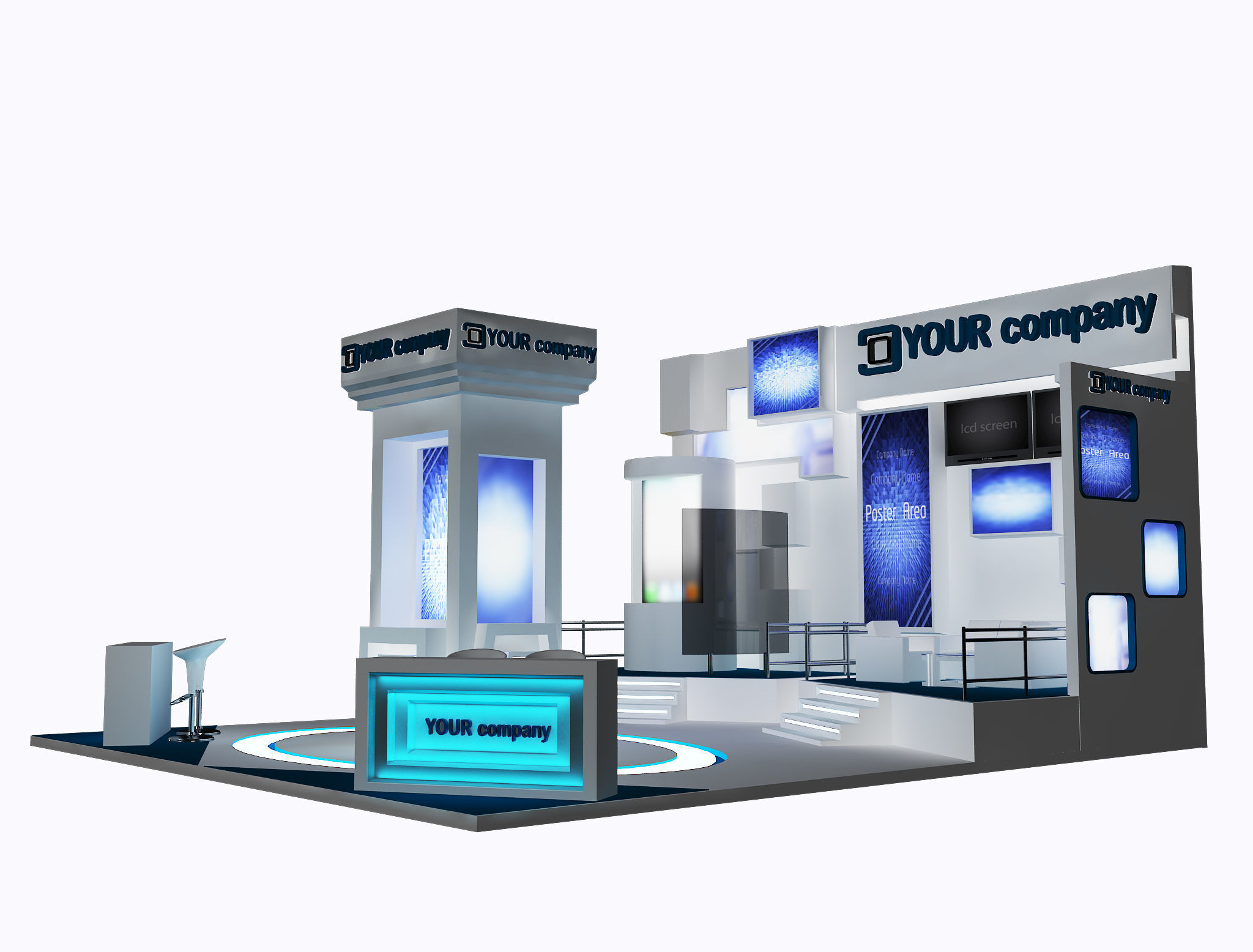 Booth Exhibition Stand a34 3D model_4