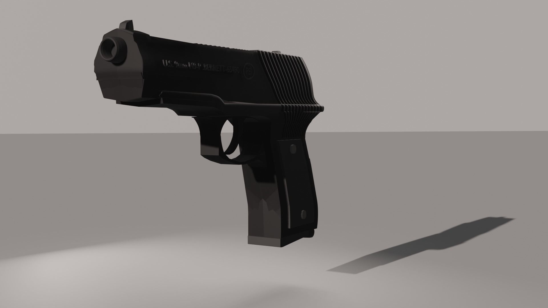 Pistol gun Low-poly 3D model_20