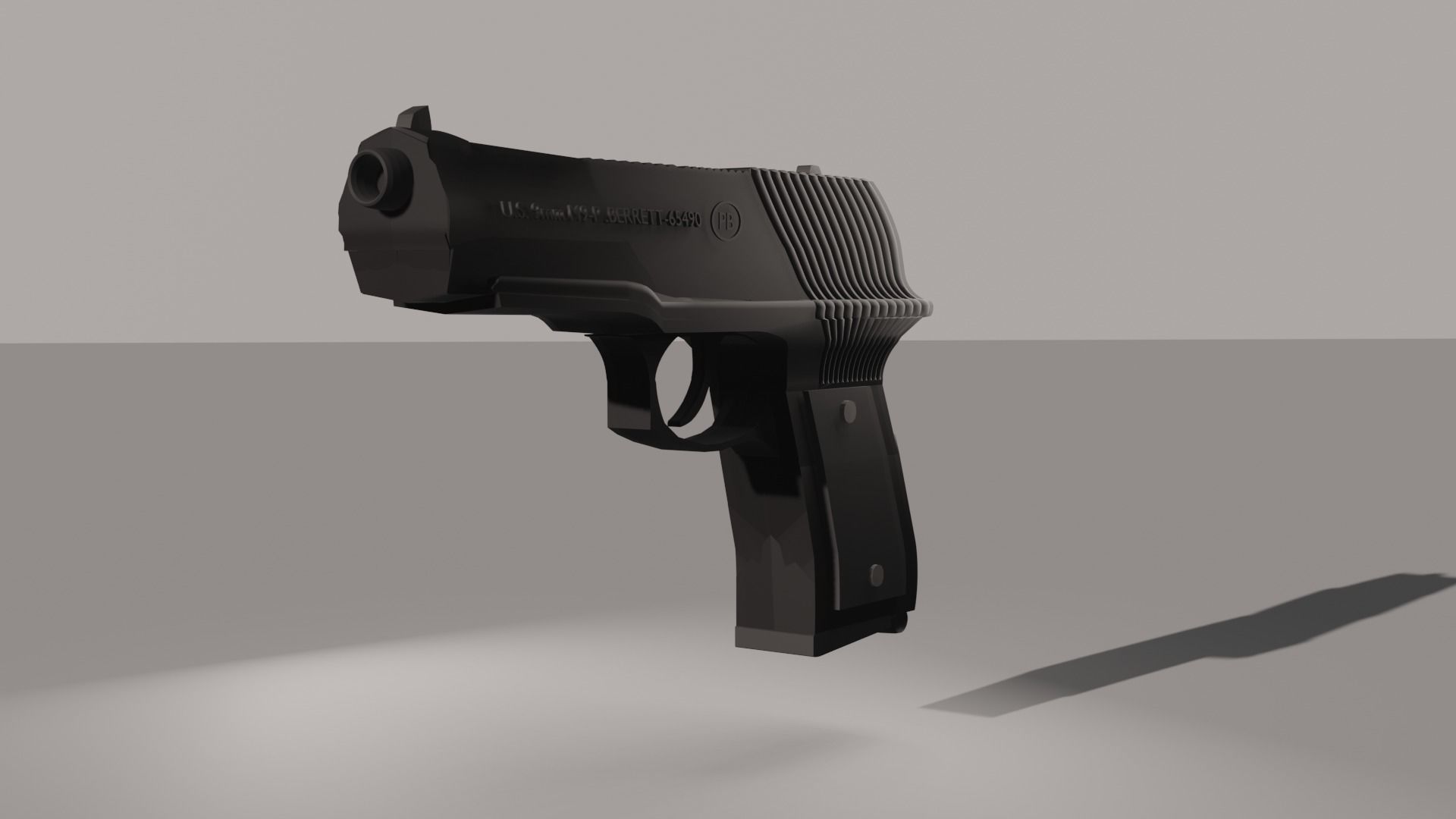 Pistol gun Low-poly 3D model_15
