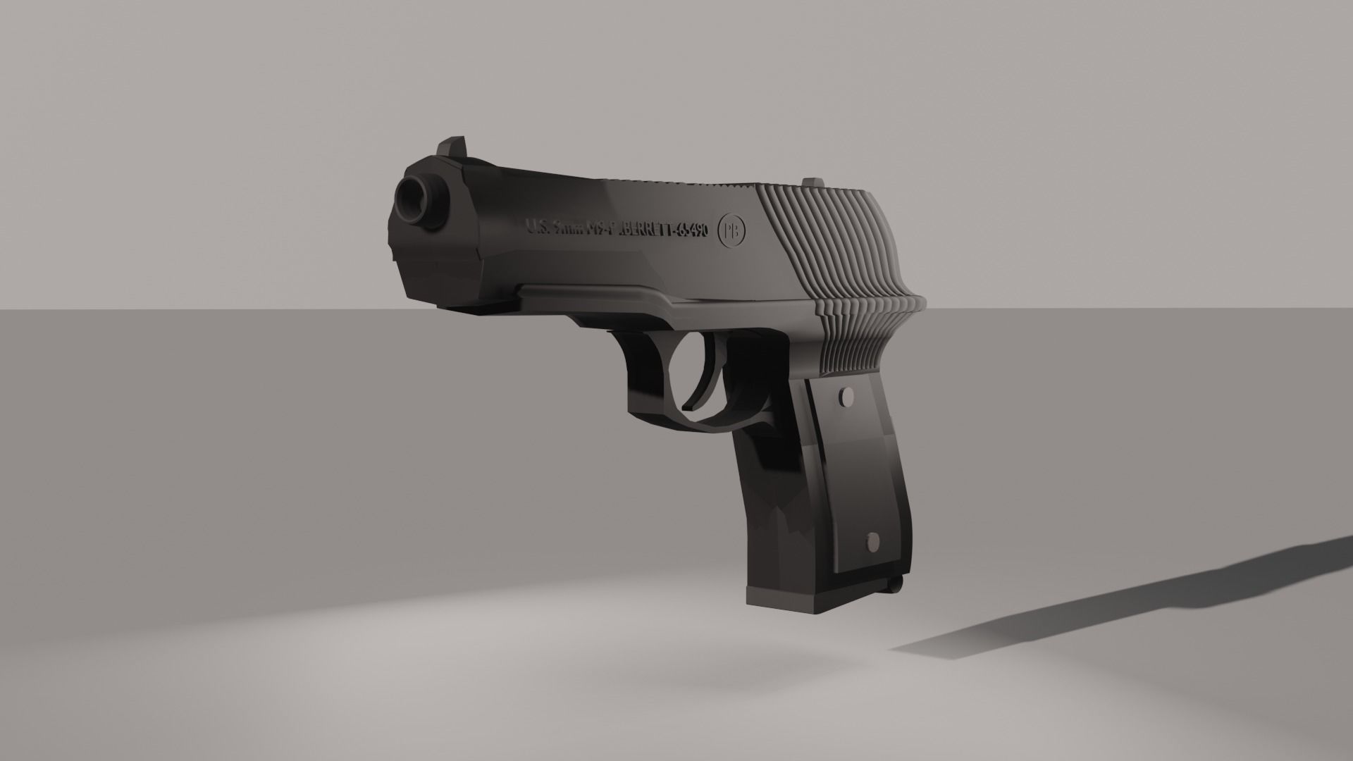 Pistol gun Low-poly 3D model_10