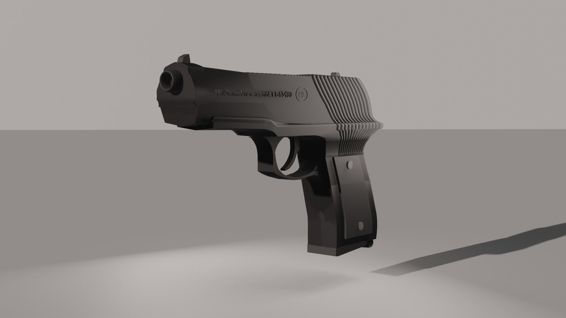 Pistol gun Low-poly 3D model_11