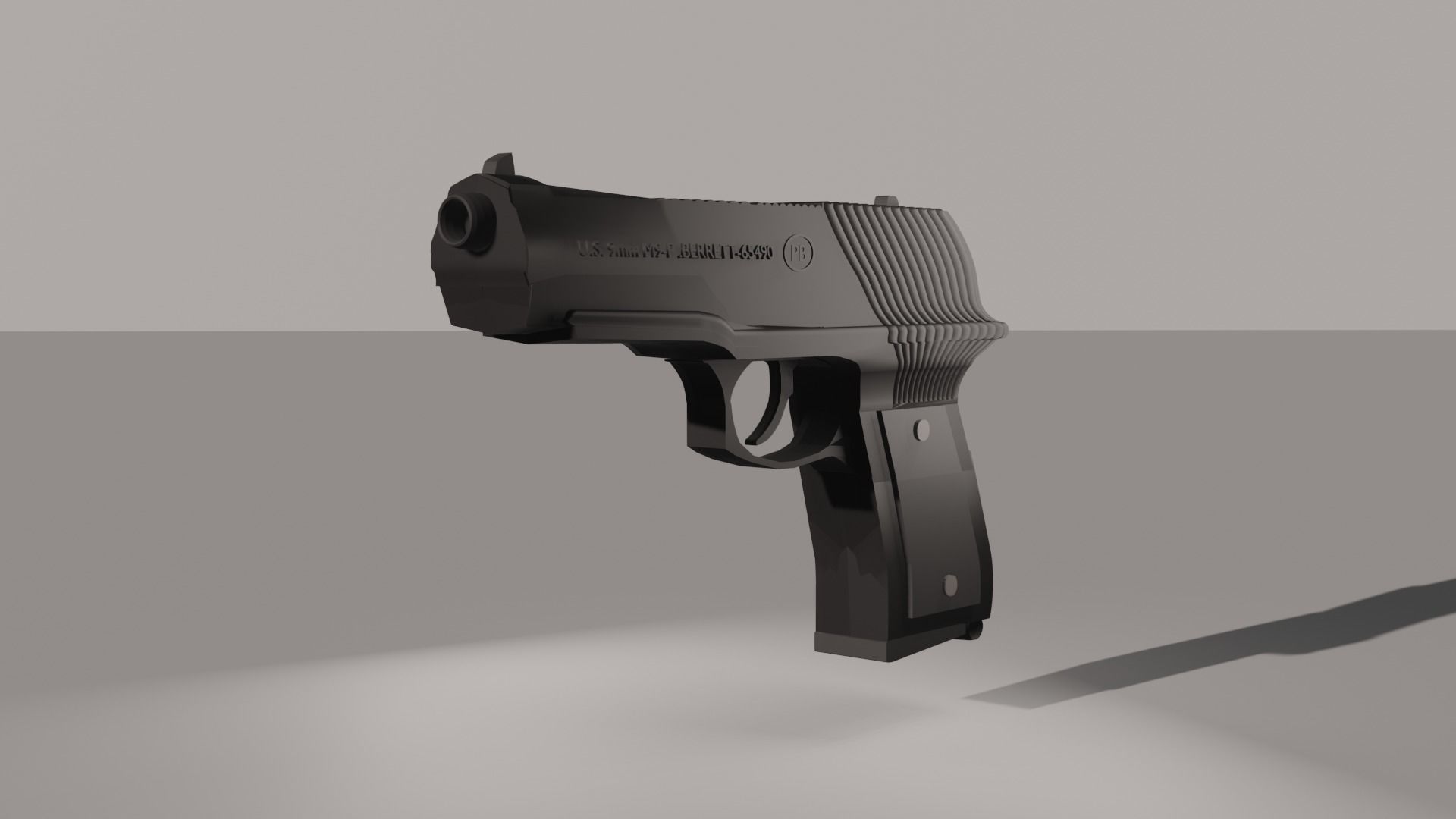 Pistol gun Low-poly 3D model_9