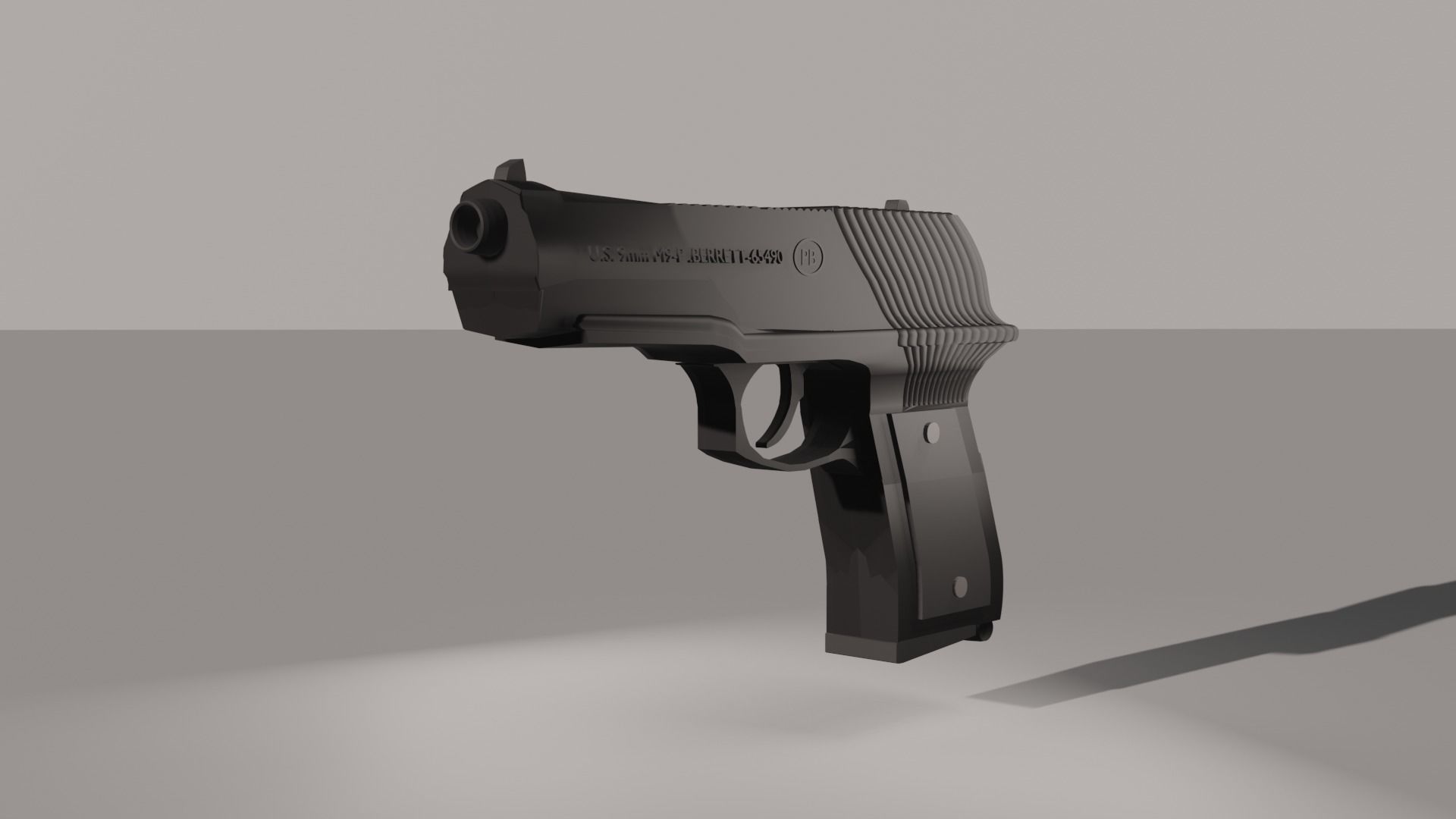 Pistol gun Low-poly 3D model_8