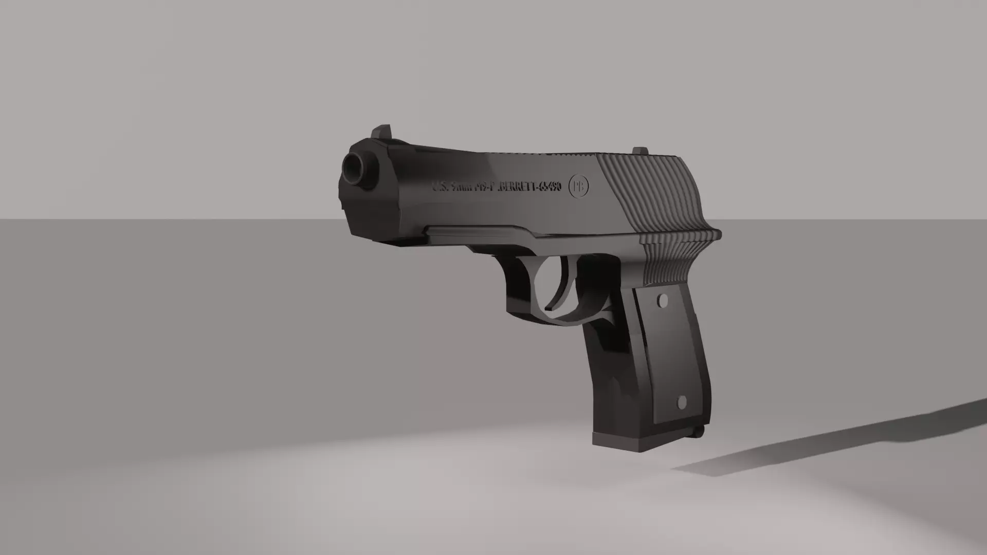 Pistol gun Low-poly 3D model_0