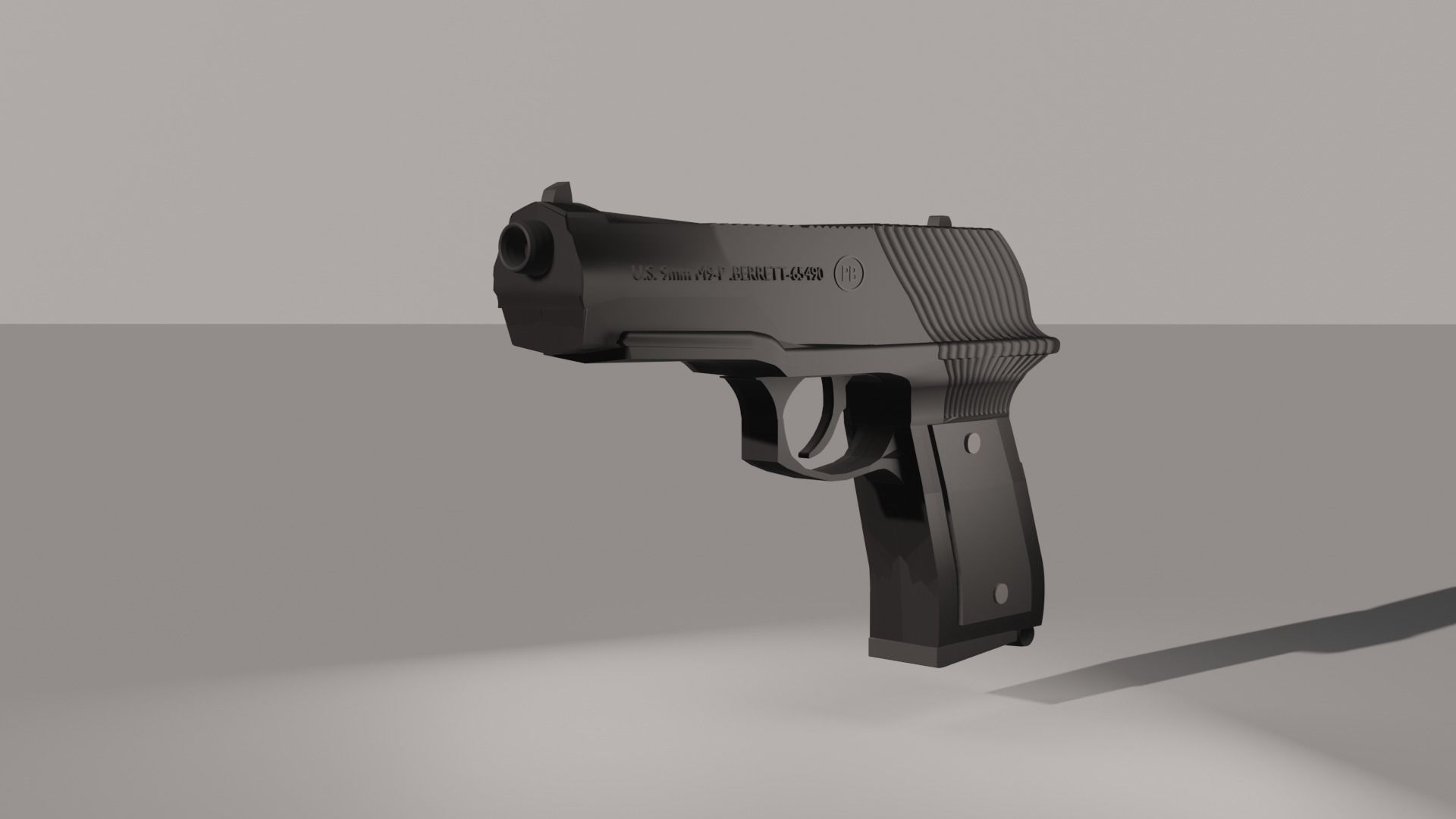 Pistol gun Low-poly 3D model_2