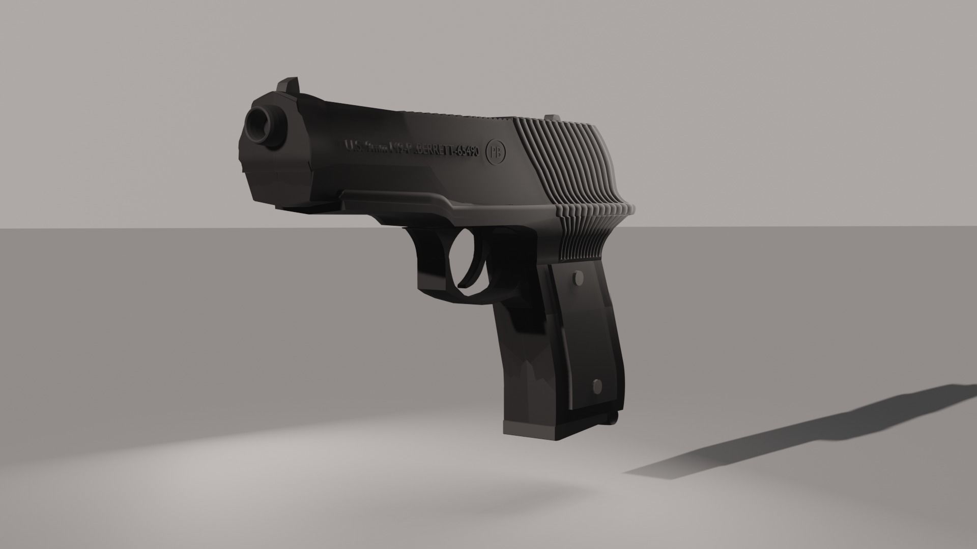 Pistol gun Low-poly 3D model_14