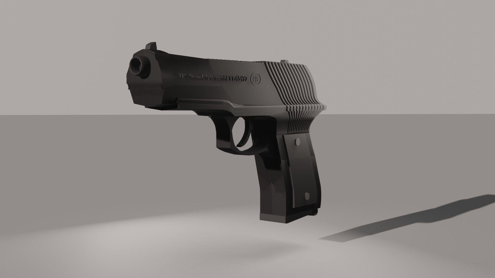 Pistol gun Low-poly 3D model_13