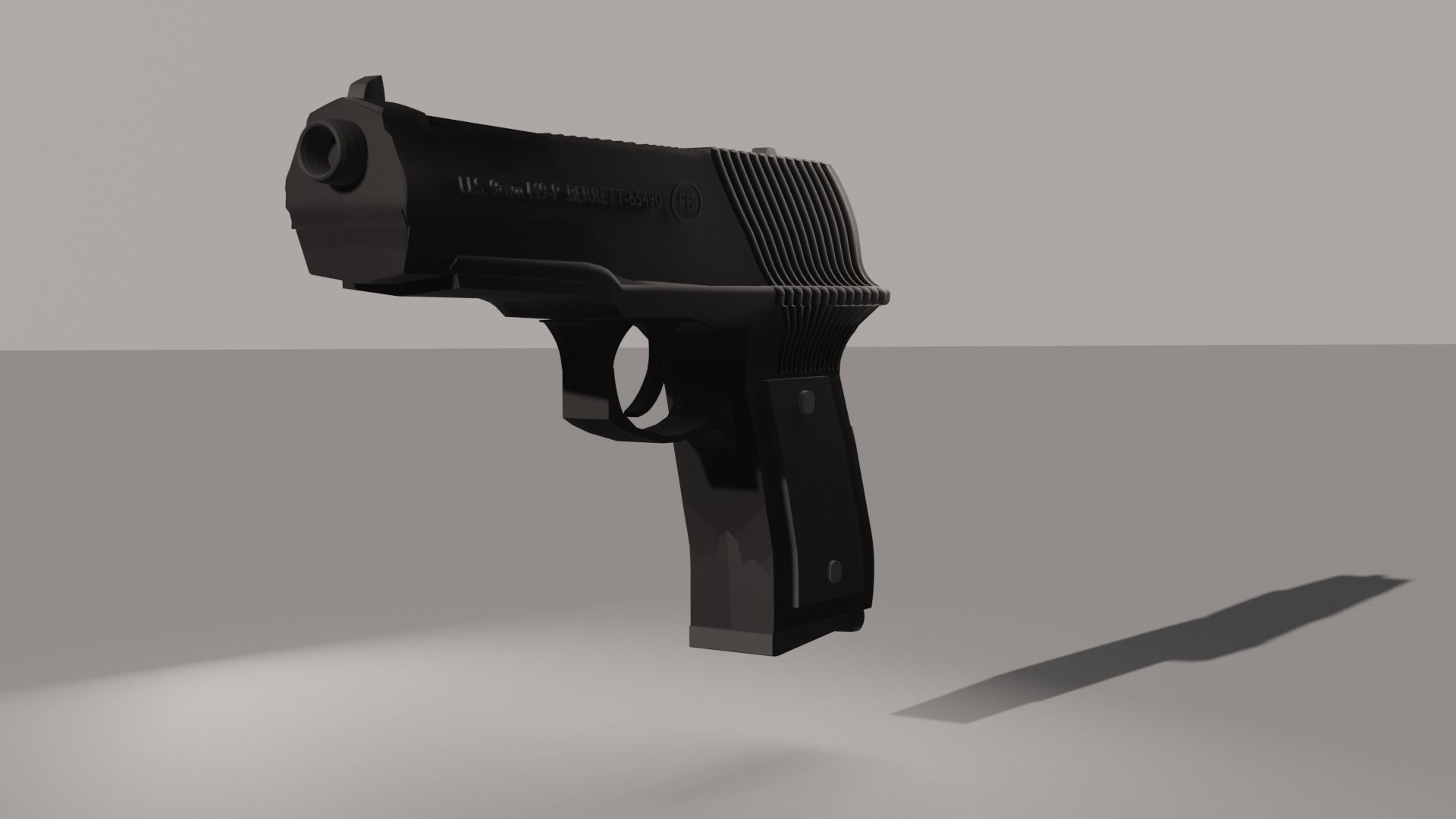 Pistol gun Low-poly 3D model_18