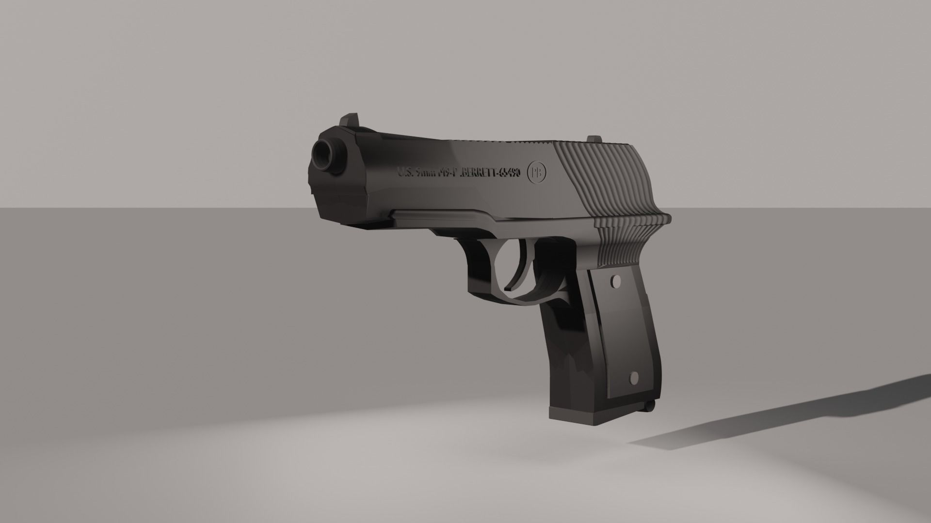 Pistol gun Low-poly 3D model_4