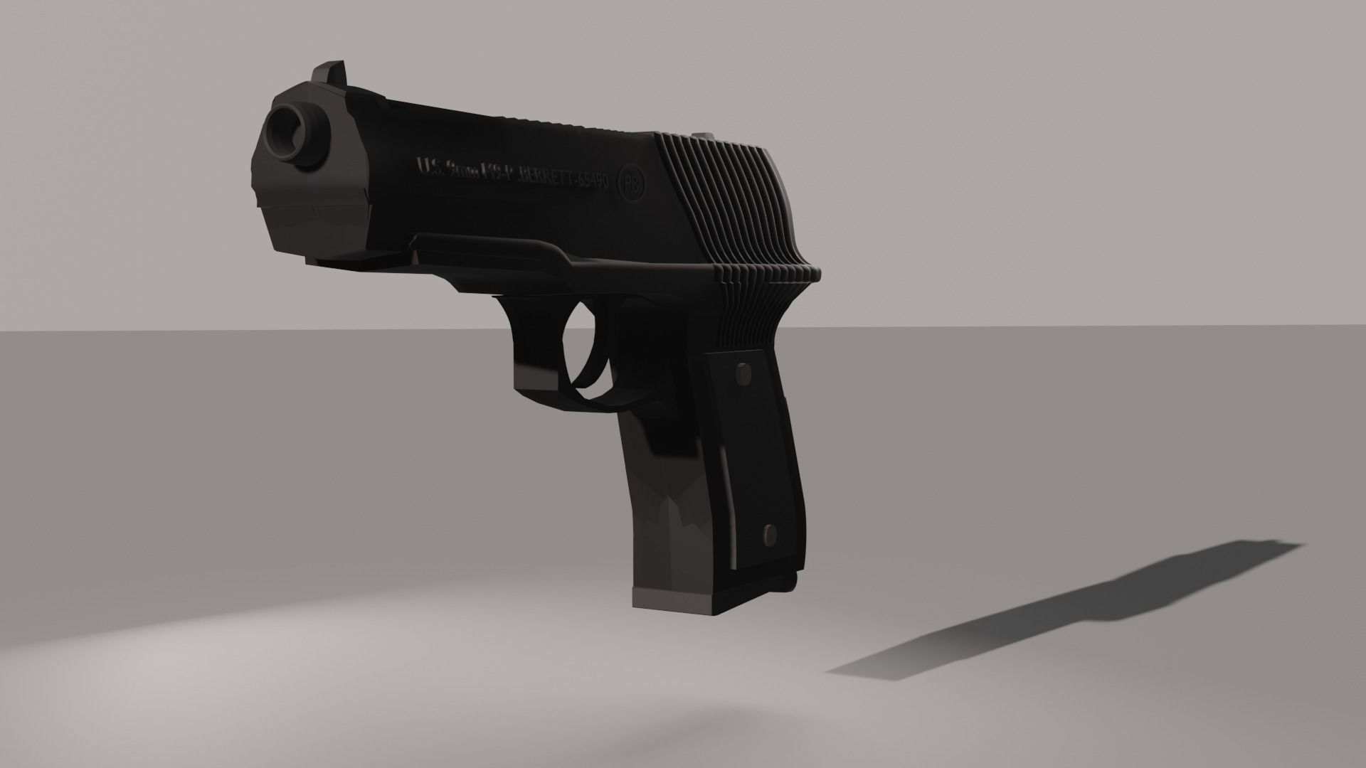 Pistol gun Low-poly 3D model_19