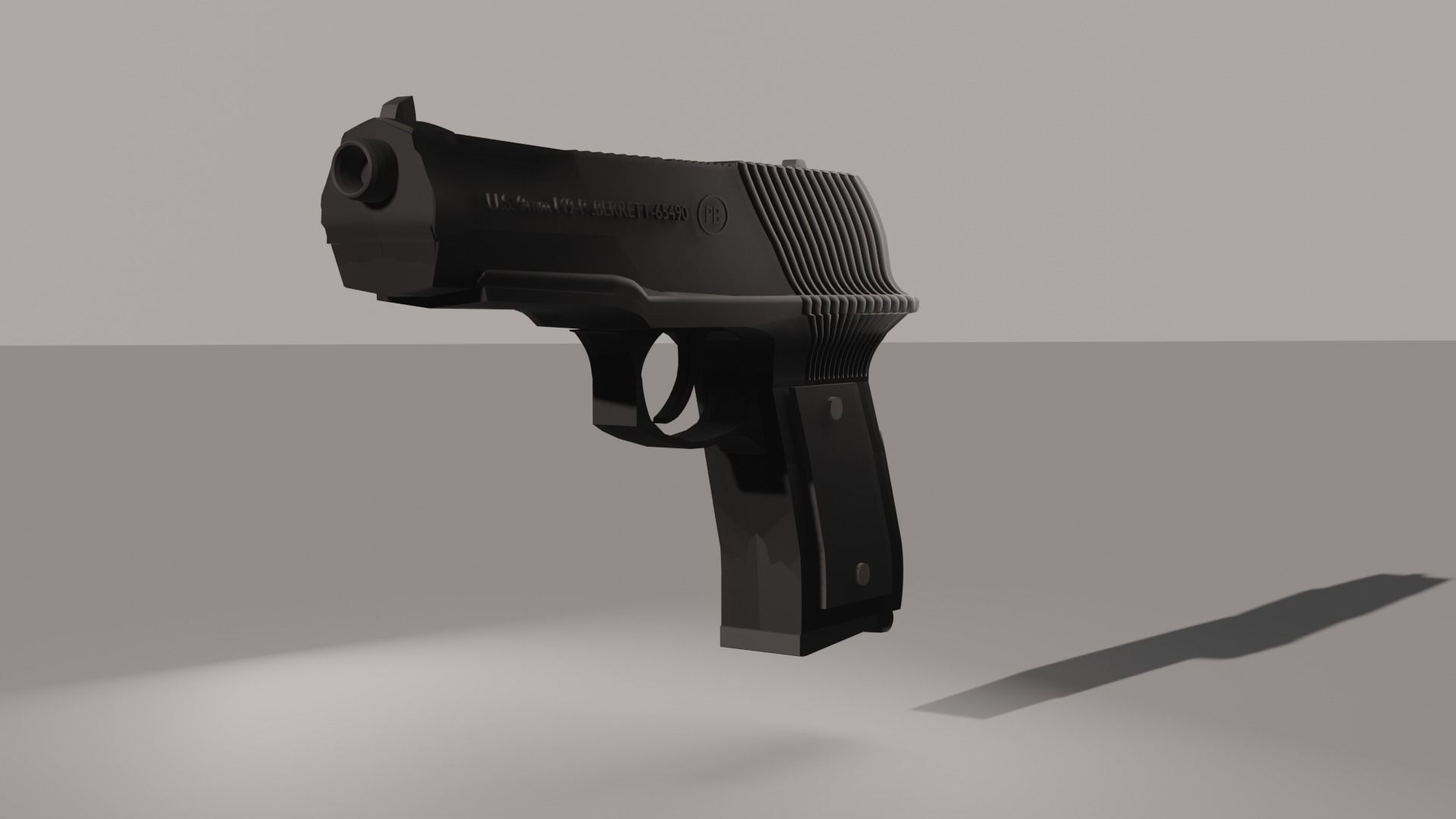 Pistol gun Low-poly 3D model_16