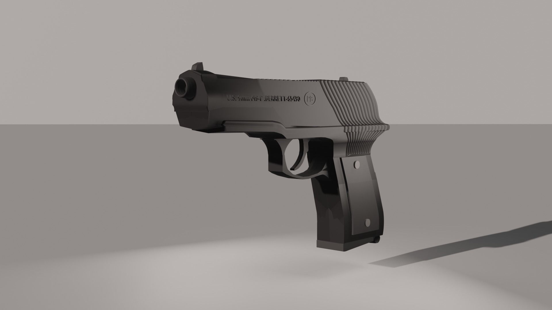 Pistol gun Low-poly 3D model_7