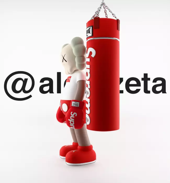 Kaws Box Supreme Textured Low-poly 3D model_8